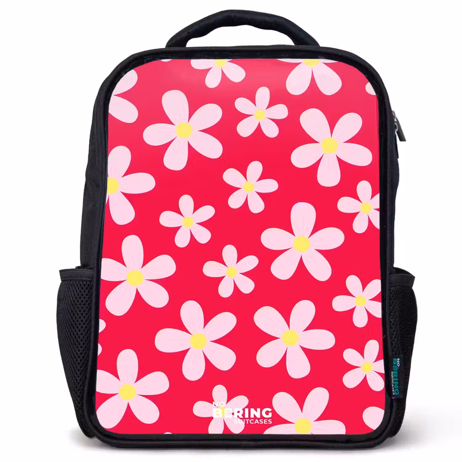 Madeliefjesmania hotpink Rugzak - Zwart middel -3d