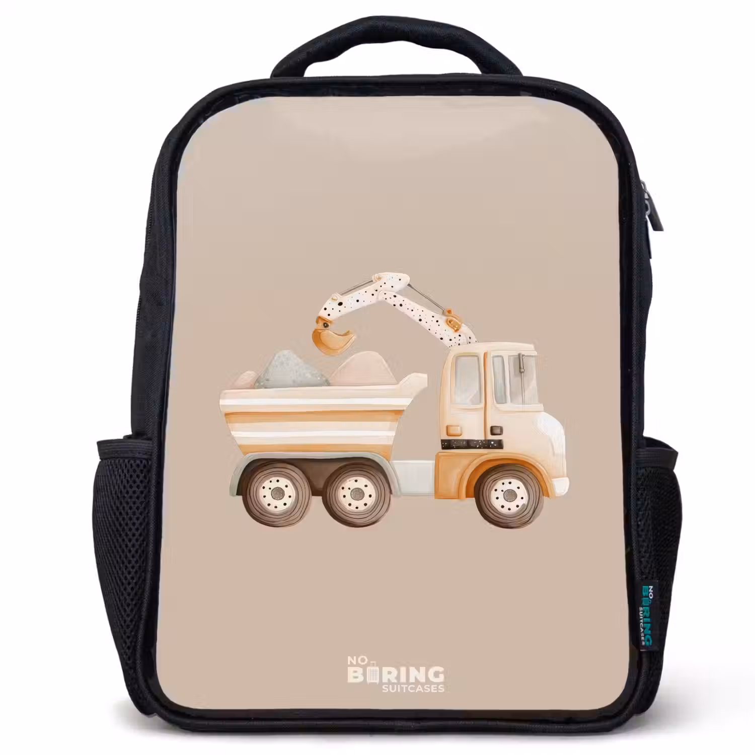 Gele kiepwagen in neutrale kleuren Rugzak - Zwart middel -3d