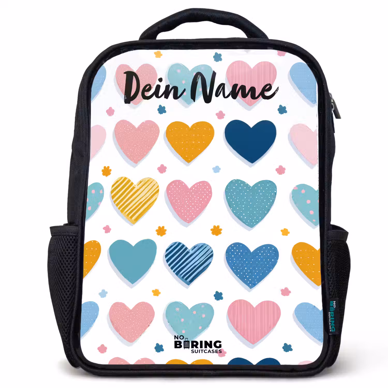 Hartjes - Pastel - Patroon Rugzak - Zwart middel -3d