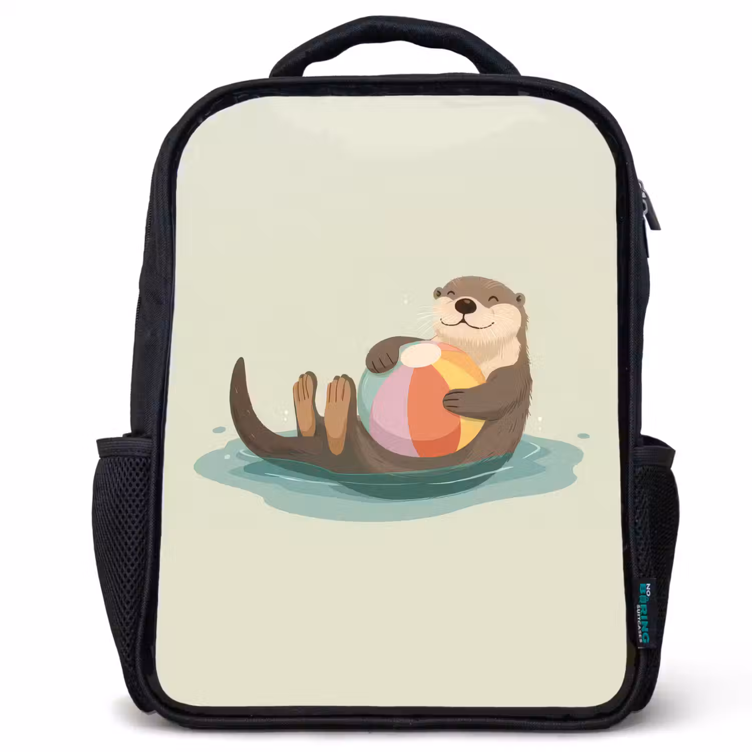 Otter - Strandbal - Kleurrijk Rugzak - Zwart middel -3d