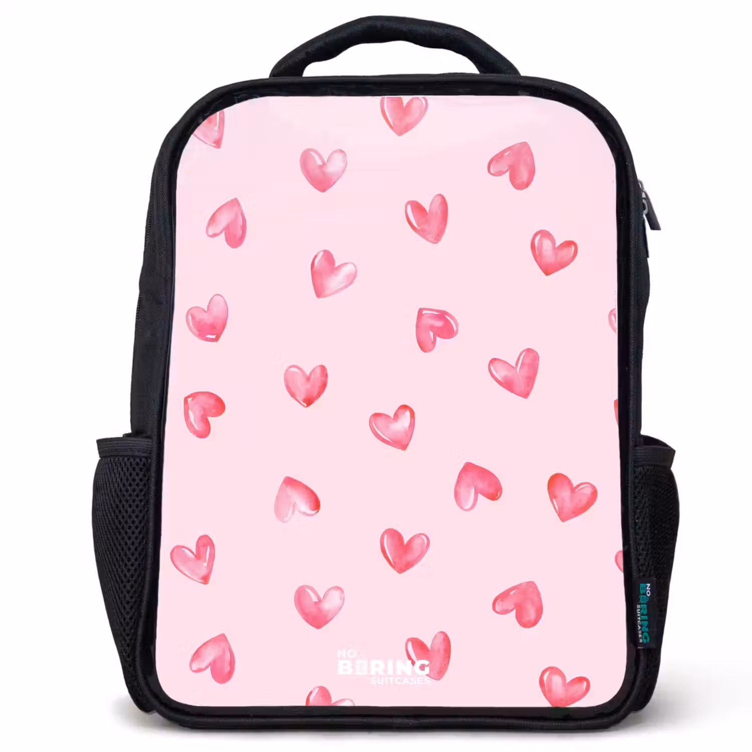 Roze hartjes Rugzak - Zwart middel -3d