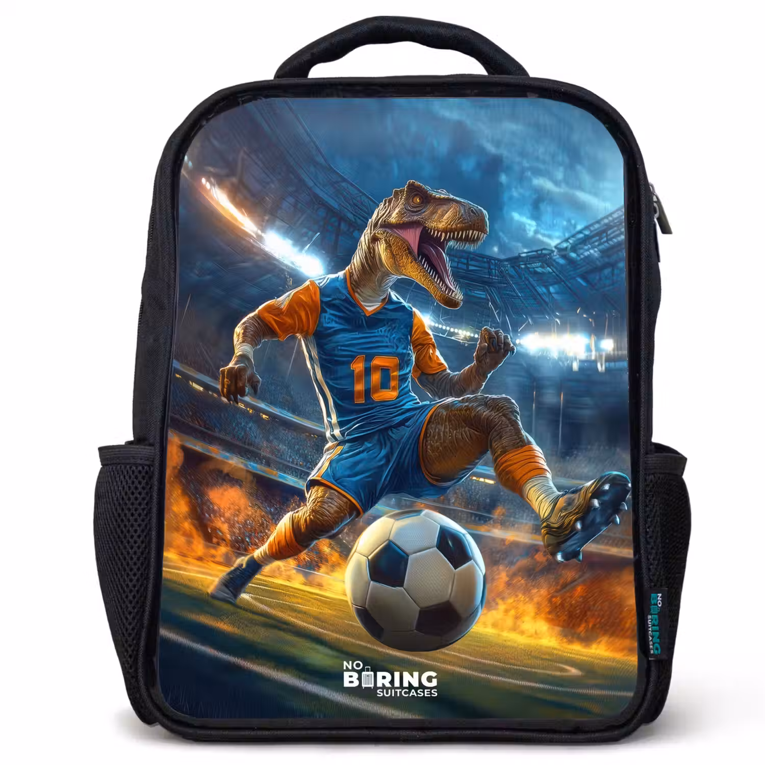 T-Rex als voetballer in vol stadion Rugzak - Zwart middel -3d