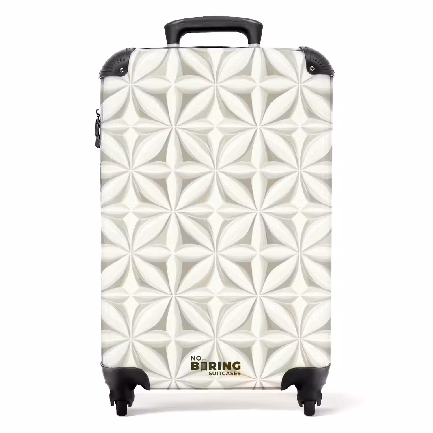 Abstract - Structuur - Grijs - Wit NBS - Handbagage koffer - Volwassenen Unisex middel -productfoto_recht