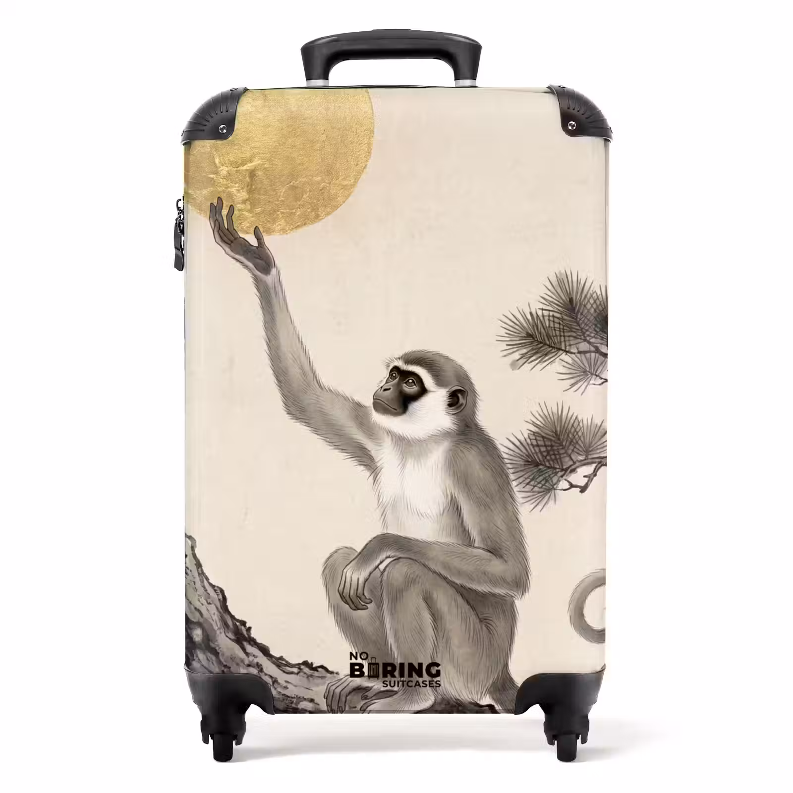 Koffer - Affe – Mond – Gold - Aap - Maan - Goud NBS - Handbagage koffer - Volwassenen Unisex middel