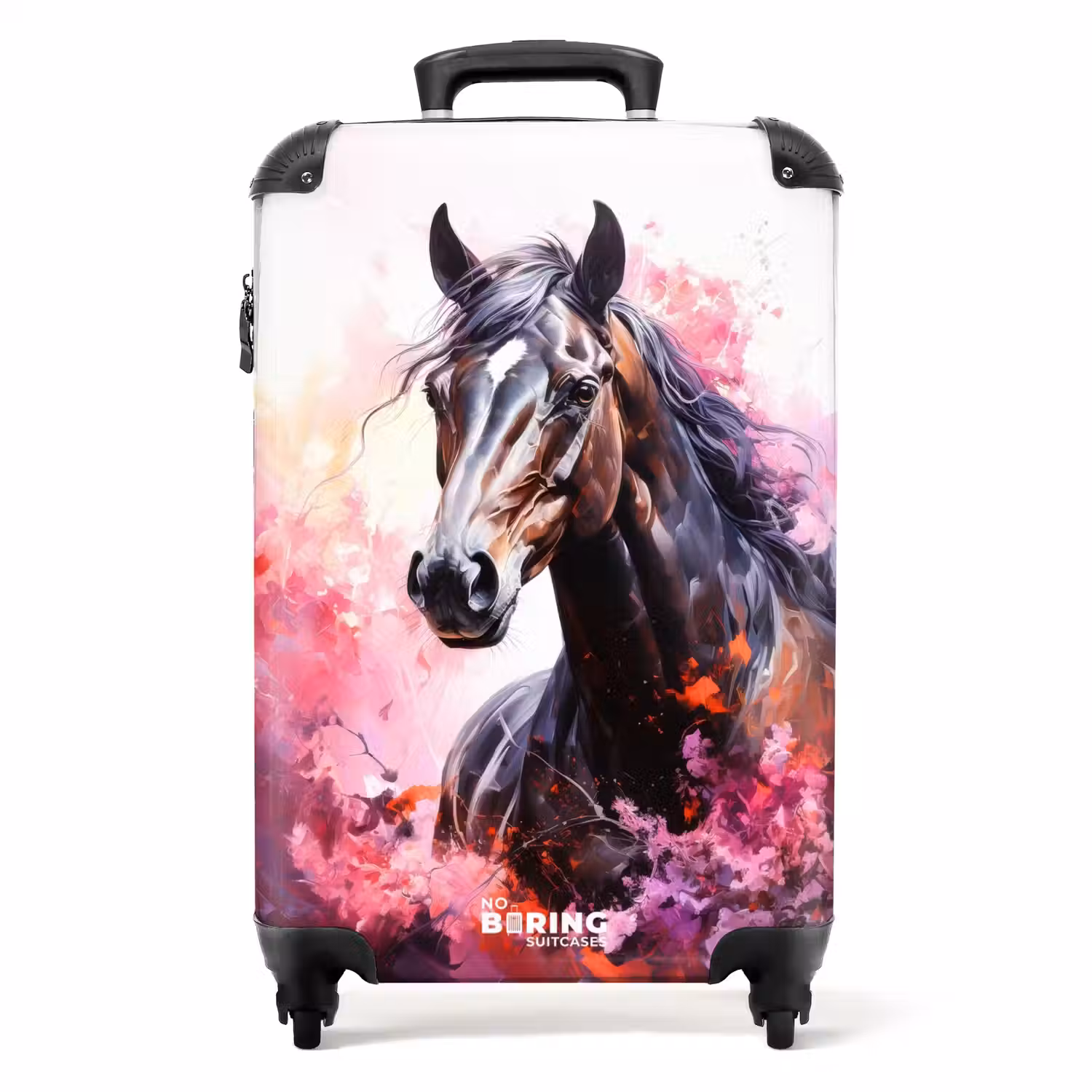 Aquarel paard in kleurexplosie NBS - Handbagage koffer - Unisex middel -productfoto_recht