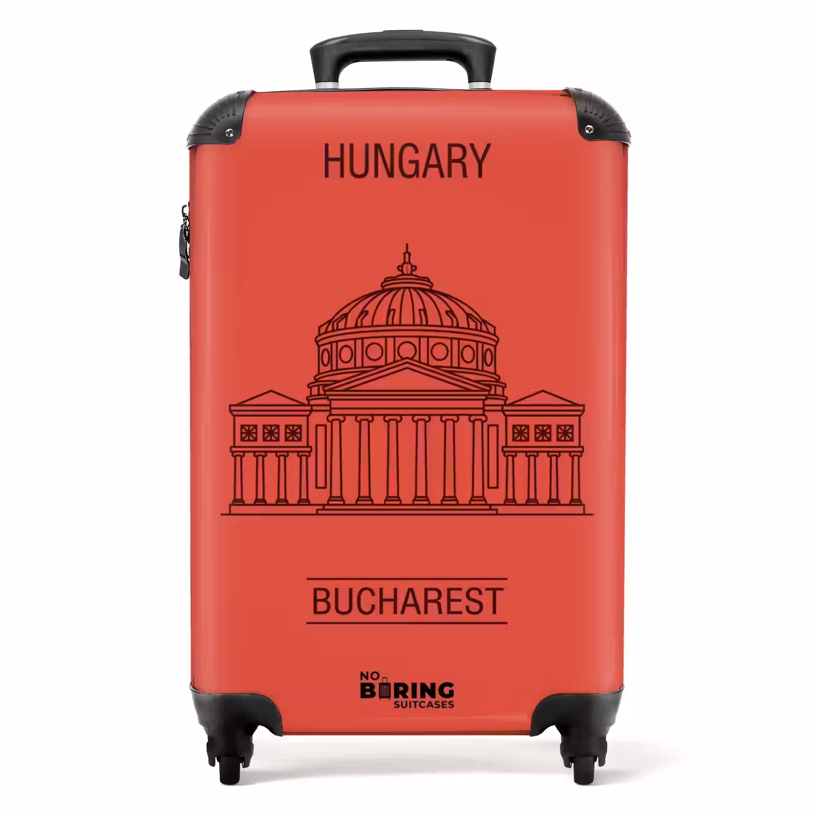 Koffer - Architektur – Bukarest – Stadtbild – Strichzeichnung – Rot - Architectuur - Boekarest - Stedelijk - Lijntekening - Rood NBS - Handbagage koffer - Volwassenen Unisex middel