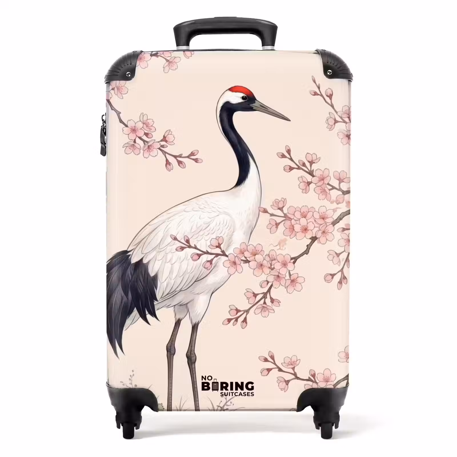Koffer - Asiatisch – Kranich – Beige - Aziatisch - Kraanvogel - Beige NBS - Handbagage koffer - Volwassenen Unisex middel