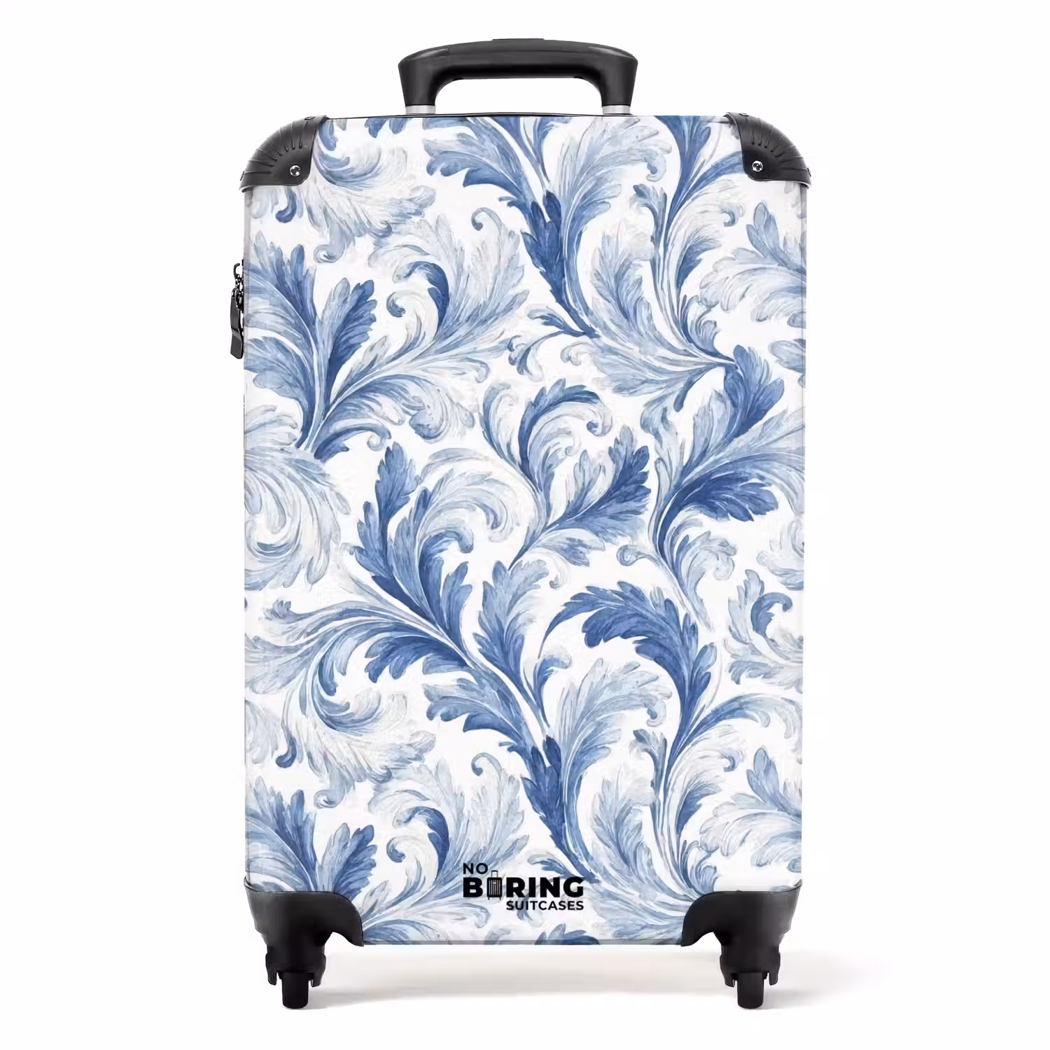 Barok bladeren patroon blauw NBS - Handbagage koffer - Kinderen Unisex middel -productfoto_recht