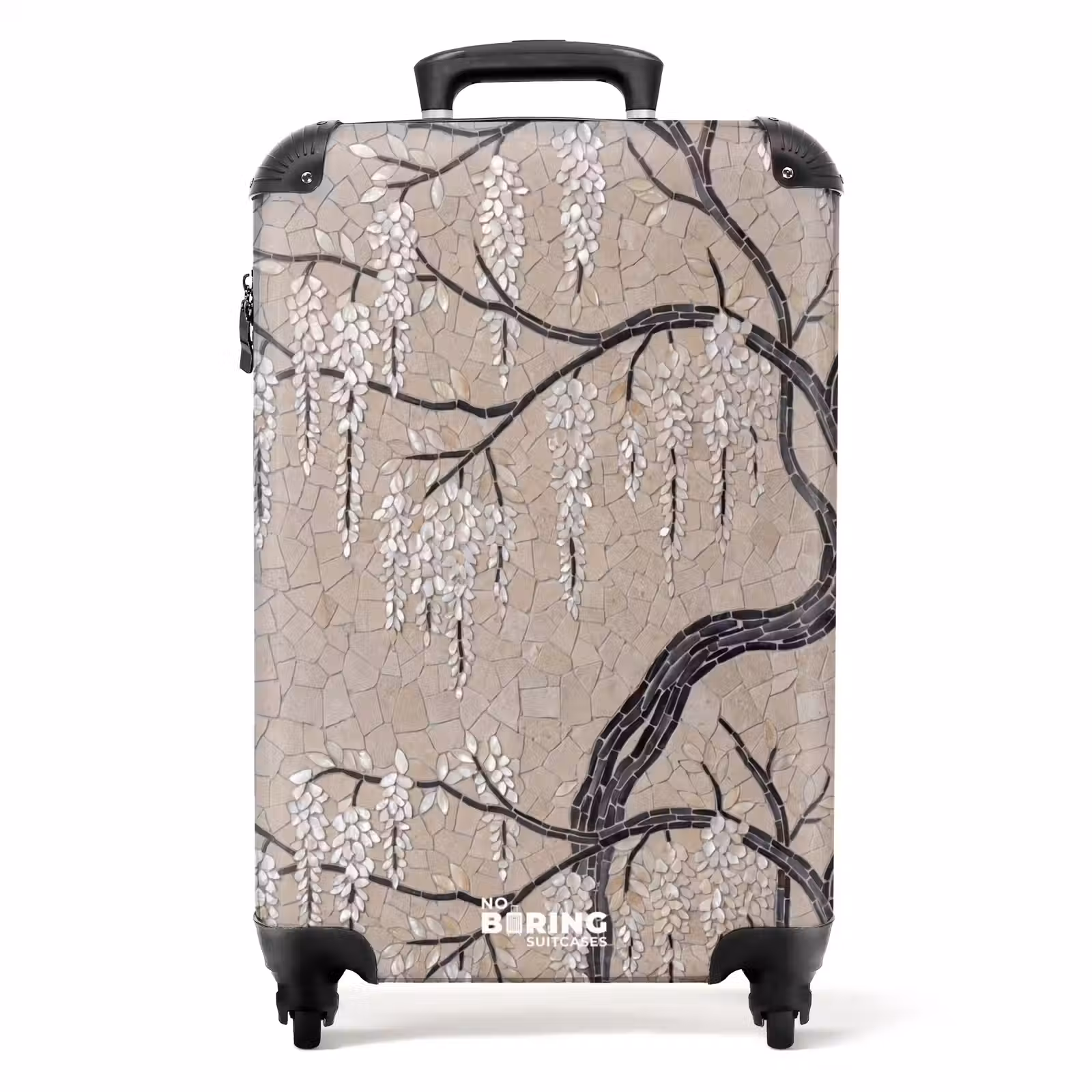 Koffer - Baum – Blumen – Mosaik – Kunst – Weiß - Boom - Bloemen - Mozaïek - Kunst - Wit NBS - Handbagage koffer - Volwassenen Unisex middel