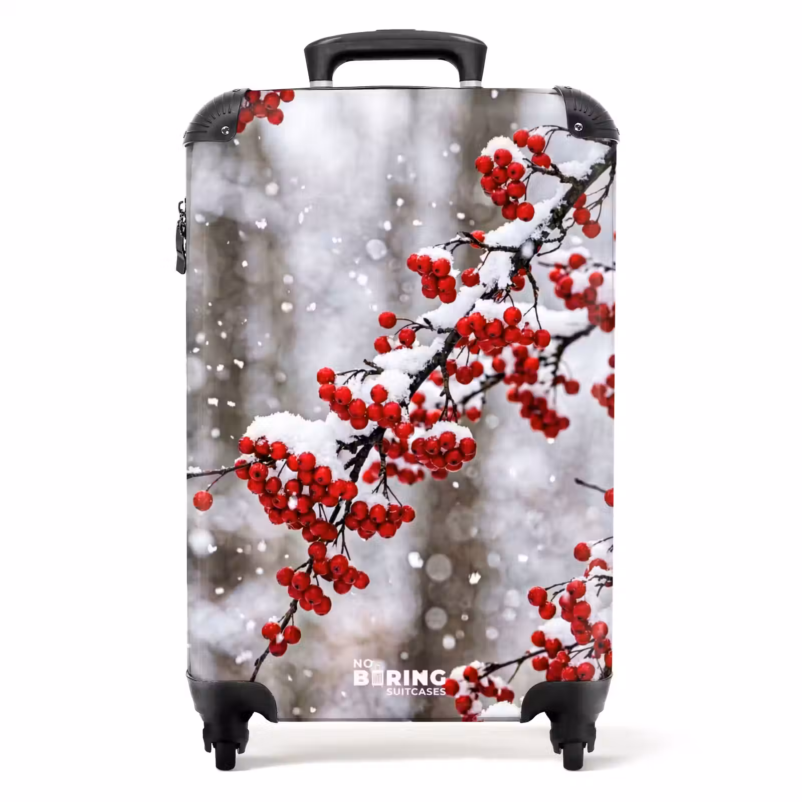 Koffer - Beeren – Zweige – Schnee – Winter – Bunt - Bessen - Takken - Sneeuw - Winter - Kleurrijk NBS - Handbagage koffer - Volwassenen Unisex middel