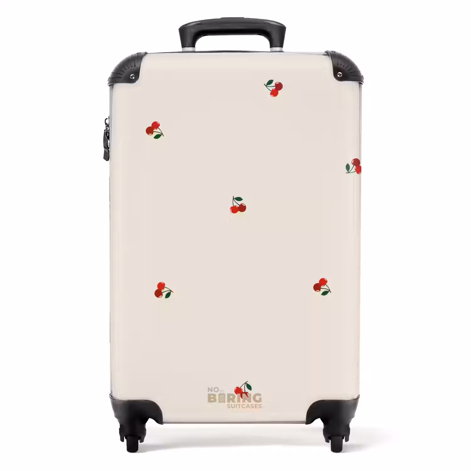 Beige achtergrond met patroon van kleine kersen NBS - Handbagage koffer - Unisex middel -productfoto_recht