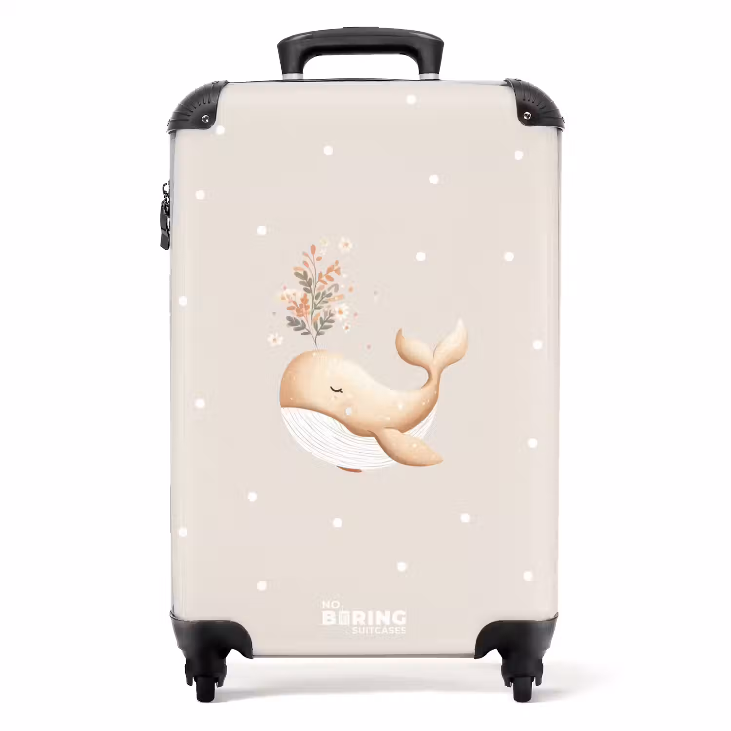 Beige walvis in bloemenzee NBS - Handbagage koffer - Volwassenen Unisex middel -productfoto_recht