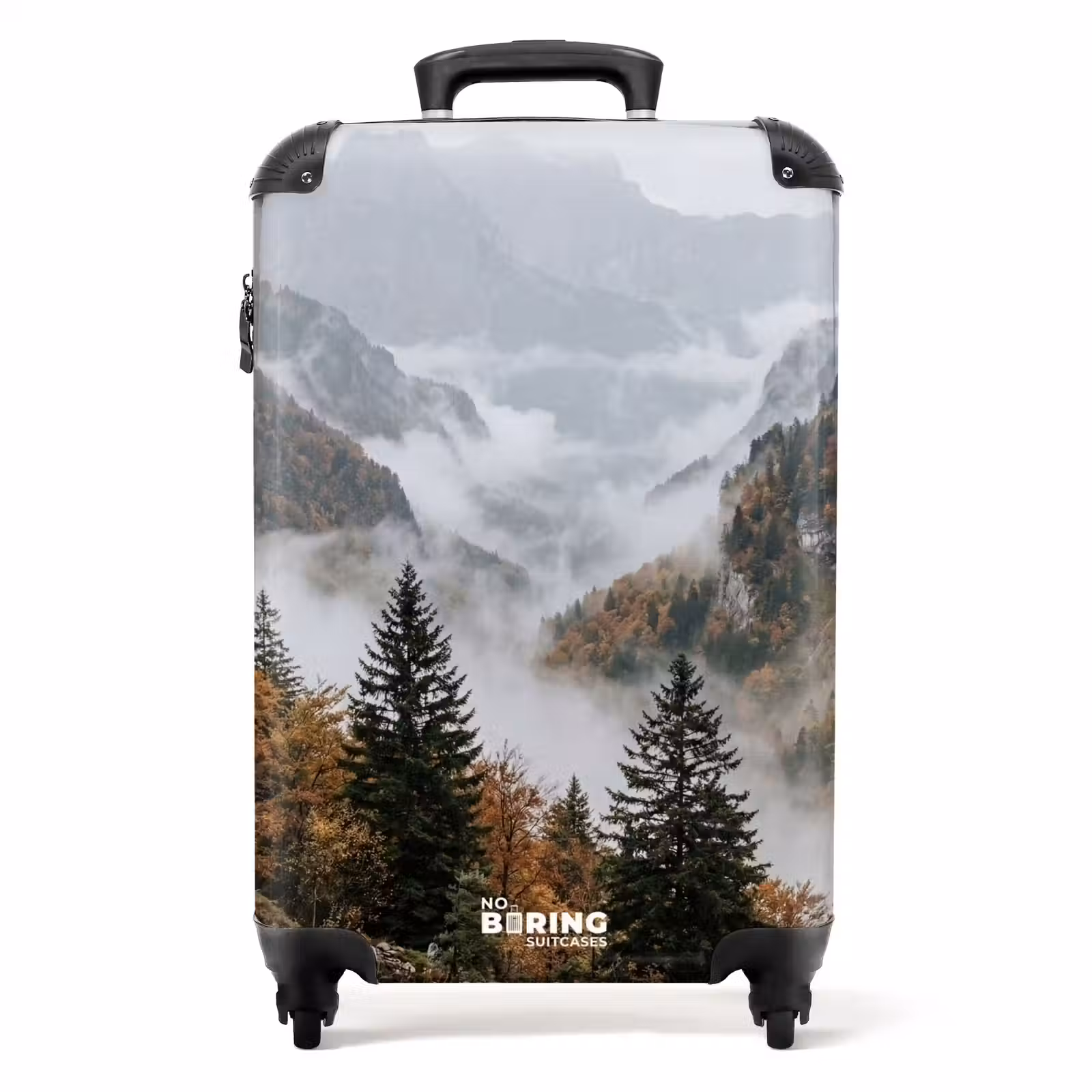 Koffer - Berge – Tal – Nebel – Herbst – Natur - Bergen - Vallei - Mist - Herfst - Natuur NBS - Handbagage koffer - Volwassenen Unisex middel
