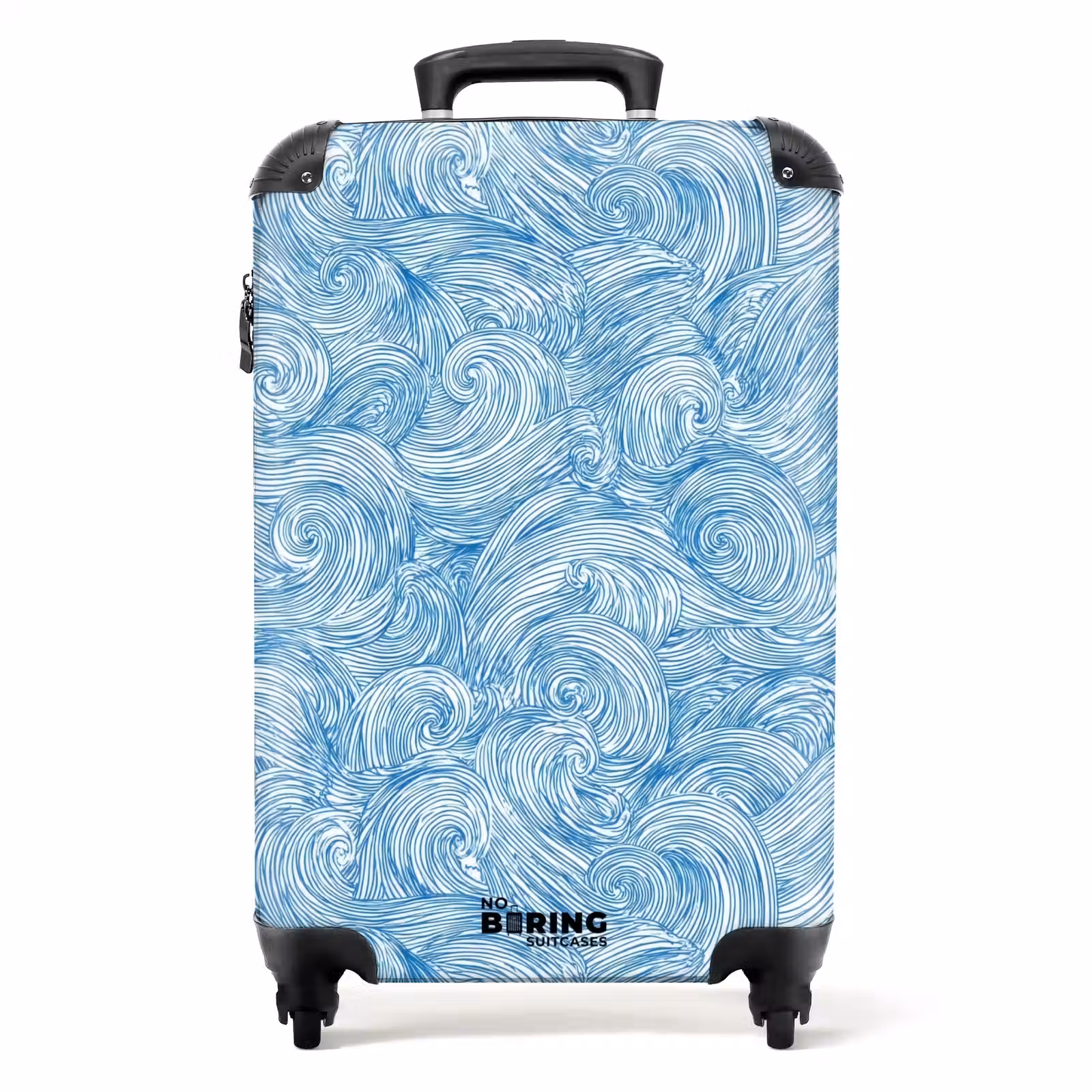 Koffer - Blau – Weiß – Spirale – Wellen – Linien - Blauw - Wit - Spiraal - Golven - Lijnen NBS - Handbagage koffer - Volwassenen Unisex middel