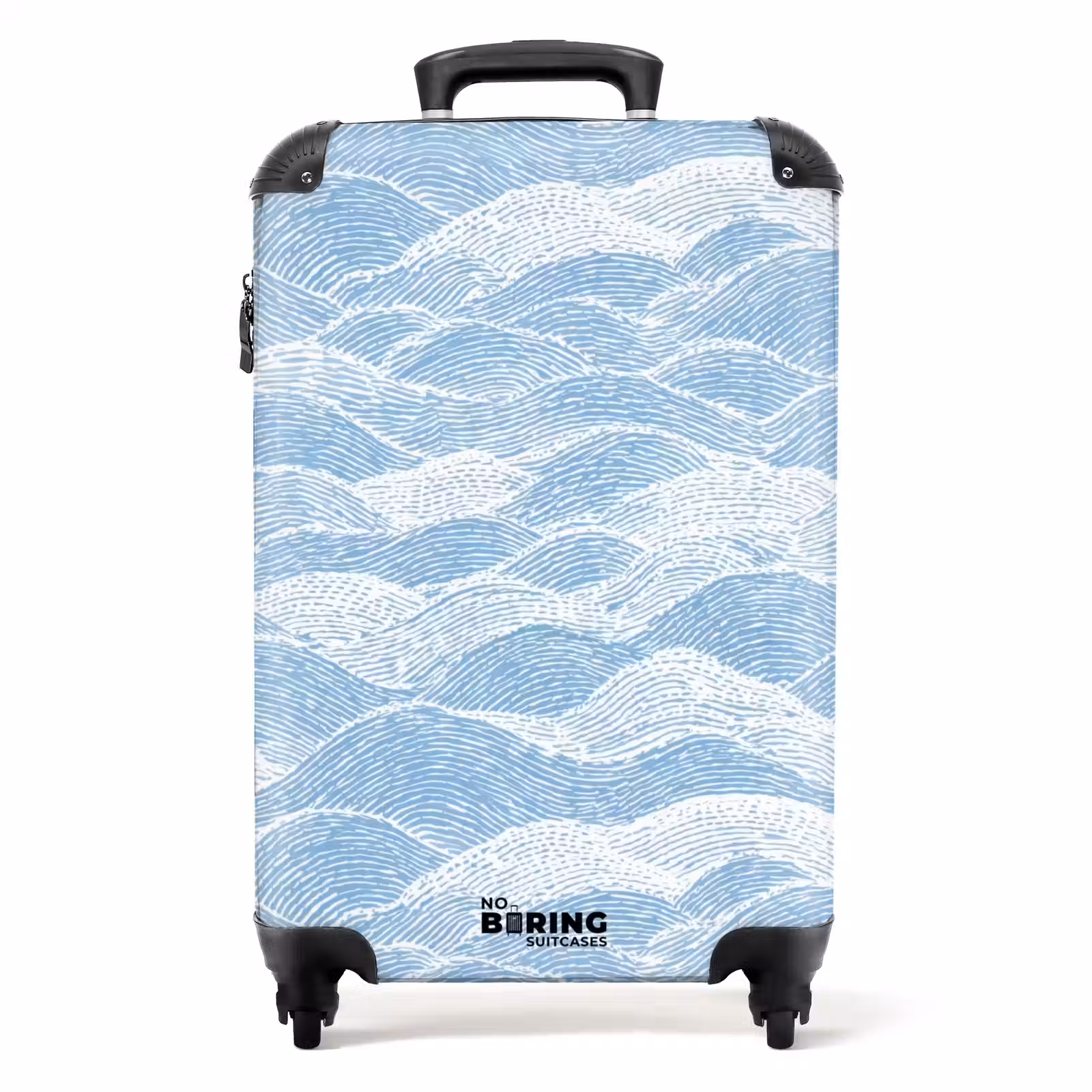 Koffer - Blau – Weiß – Wellen – Gezeichnet - Blauw - Wit - Golven - Getekend NBS - Handbagage koffer - Volwassenen Unisex middel