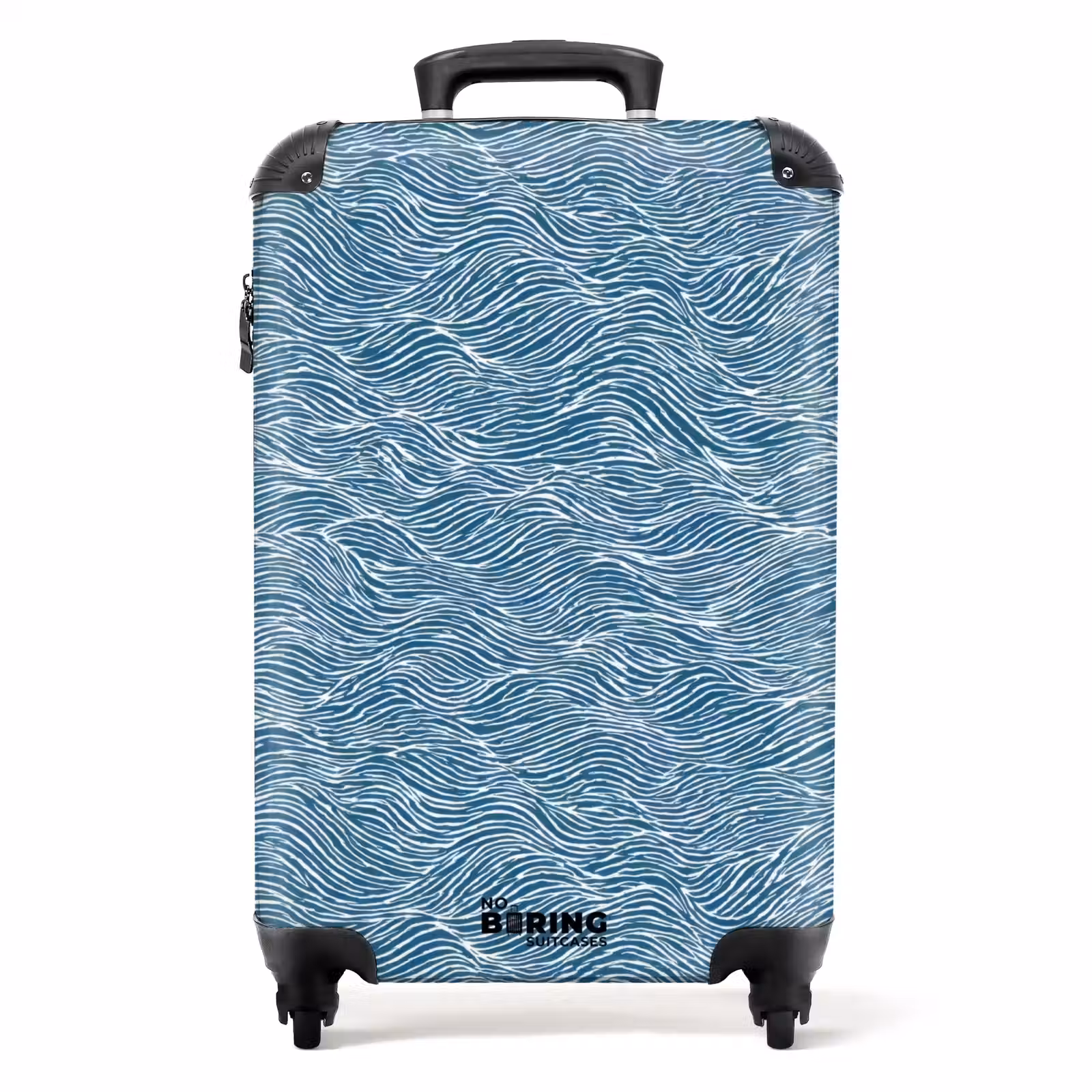 Koffer - Blau – Weiß – Wellen – Gezeichnet – Textur - Blauw - Wit - Golven - Getekend - Textuur NBS - Handbagage koffer - Volwassenen Unisex middel
