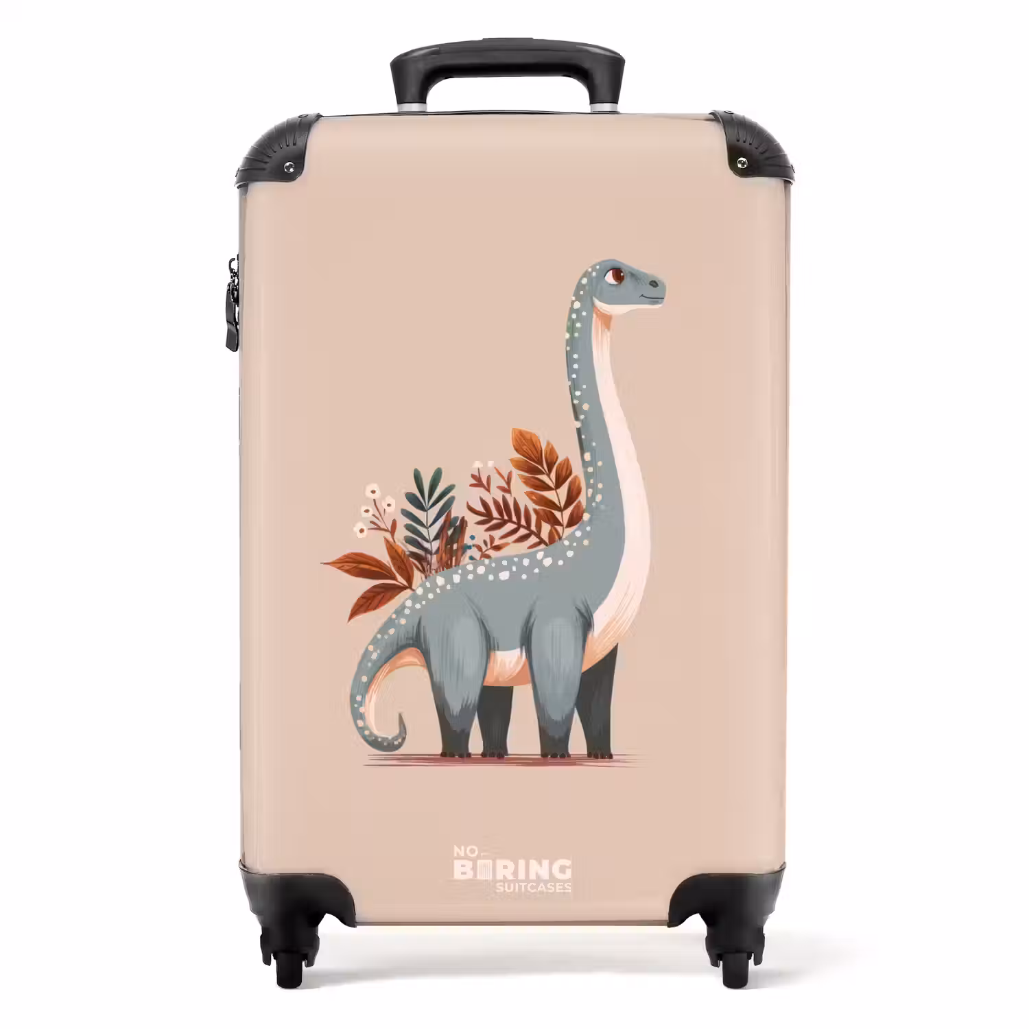 Blauwe dinosaurus op een beige achtergrond NBS - Handbagage koffer - Volwassenen Unisex middel -productfoto_recht