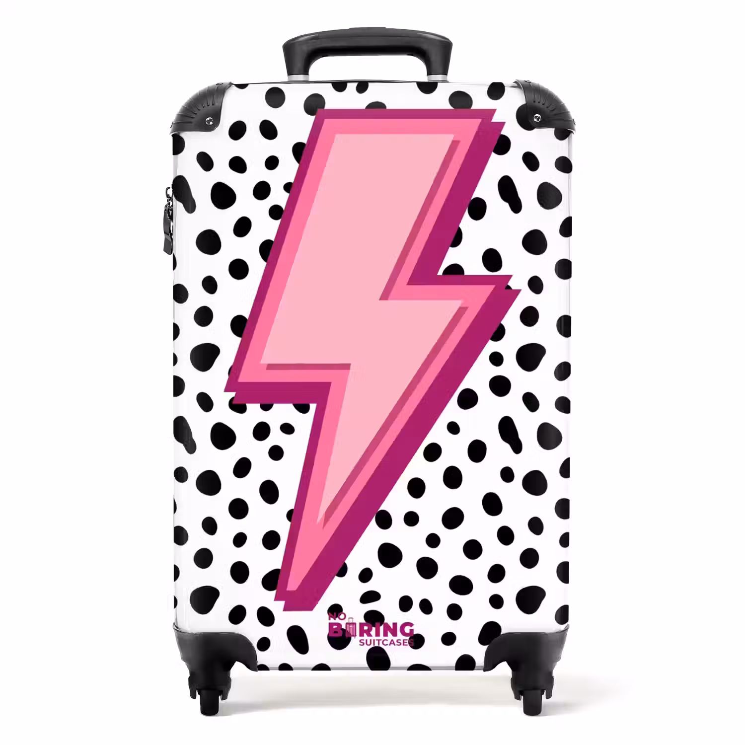 Bliksem - Roze - Stippen NBS - Handbagage koffer - Volwassenen Unisex middel -productfoto_recht