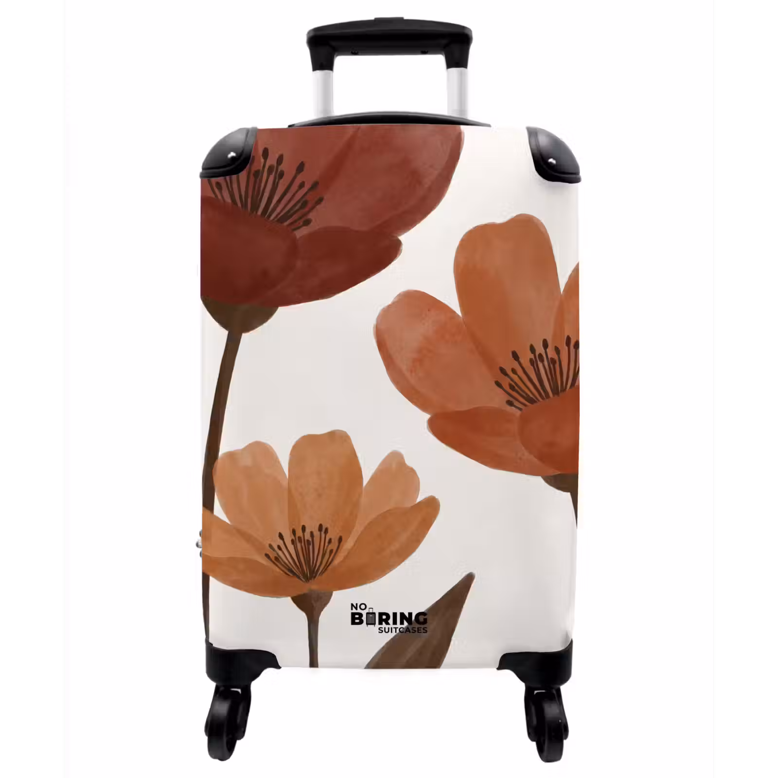 Koffer - Blumen – Abstrakt – Modern – Braun – Dekorativ - Bloemen - Abstract - Modern - Bruin - Decoratief NBS - Handbagage koffer - Vrouwen middel