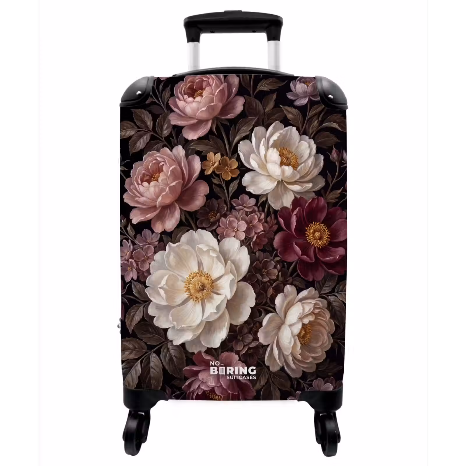 Koffer - Blumen – Blumenstrauß – Klassisch – Dunkel – Rot - Bloemen - Boeket - Klassiek - Donker - Rood NBS - Handbagage koffer - Vrouwen middel