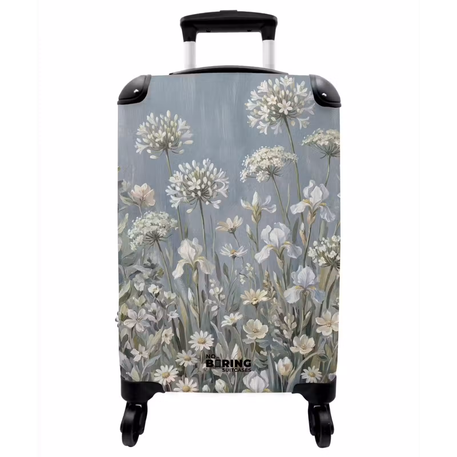 Koffer - Blumen – Botanik – Blau - Bloemen - Botanisch - Blauw NBS - Handbagage koffer - Vrouwen middel