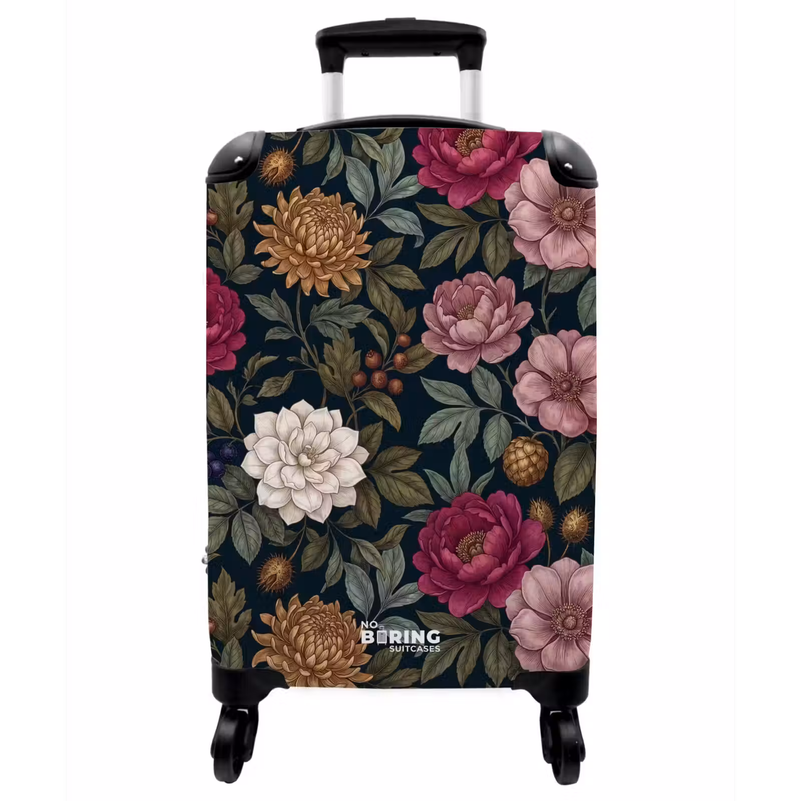 Koffer - Blumen – Botanik – Illustration – Dunkel – Vintage - Bloemen - Botanisch - Illustratie - Donker - Vintage NBS - Handbagage koffer - Vrouwen middel