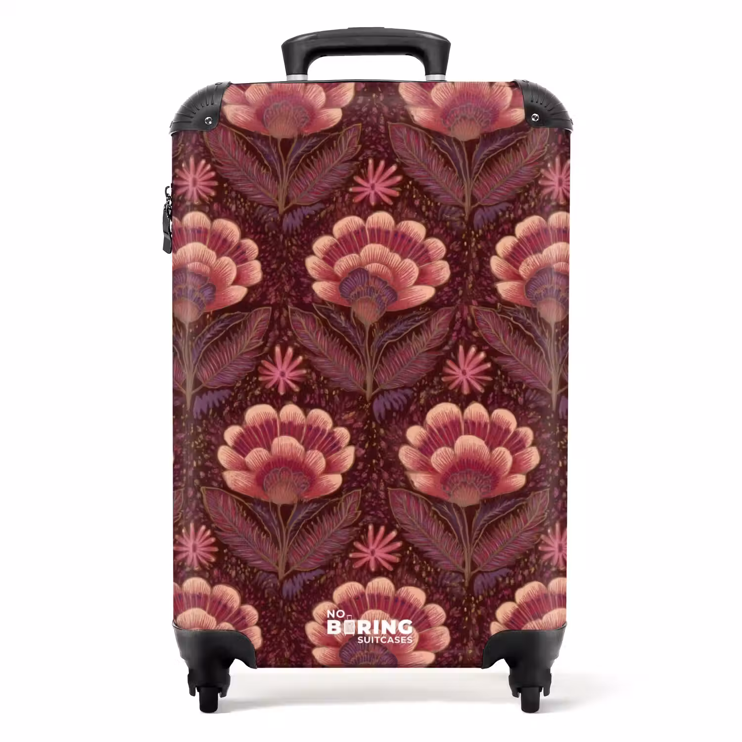 Bloemen - Waaier - Paars NBS - Handbagage koffer - Volwassenen Unisex middel -productfoto_recht