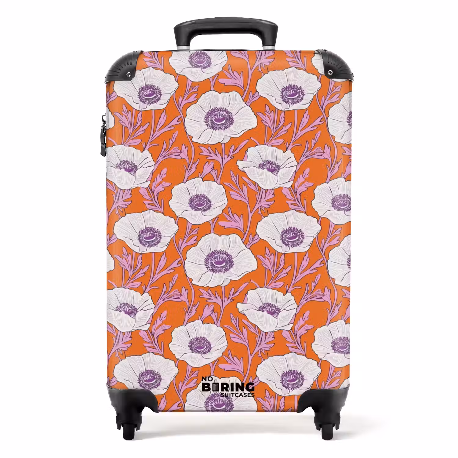 Bloemen - Grafisch - Oranje NBS - Handbagage koffer - Volwassenen Unisex middel -productfoto_recht