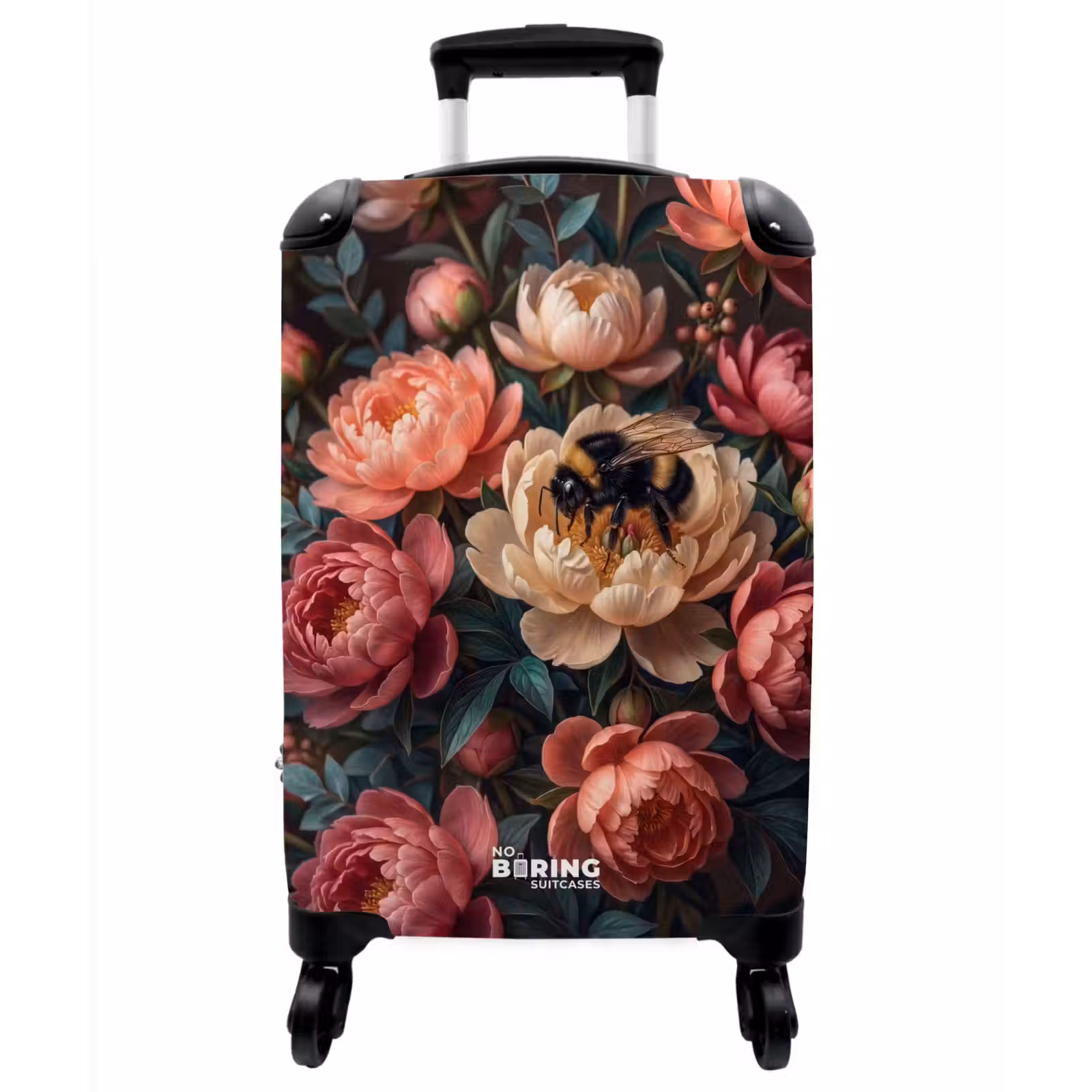 Koffer - Blumen – Insekten – Natur – Rosa - Bloemen - Insect - Natuur - Roze NBS - Handbagage koffer - Vrouwen middel