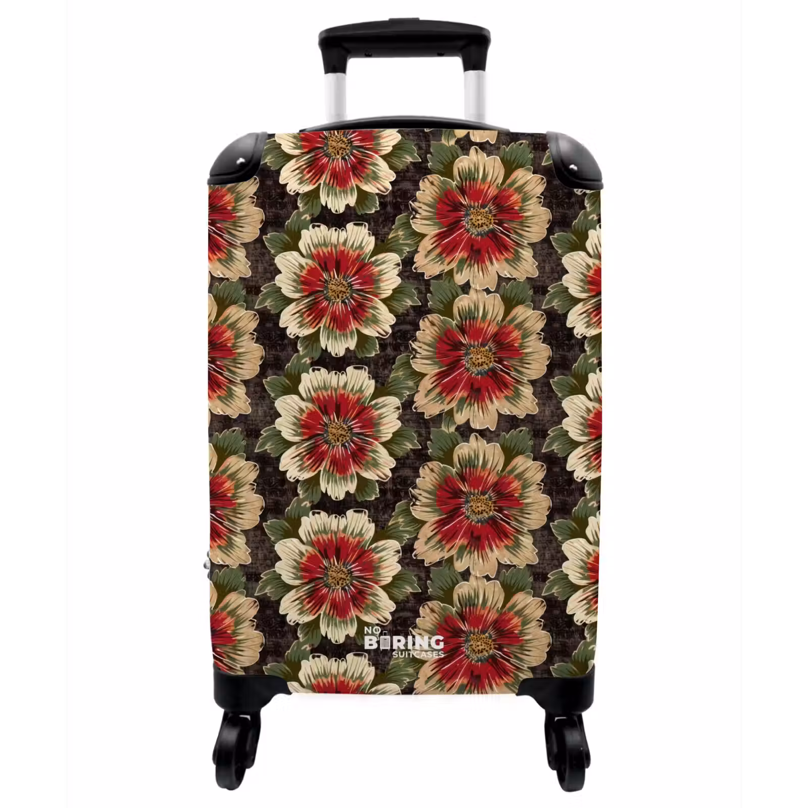 Koffer - Blumen – Klassisch – Muster – Rot - Bloemen - Klassiek - Patroon - Rood NBS - Handbagage koffer - Vrouwen middel