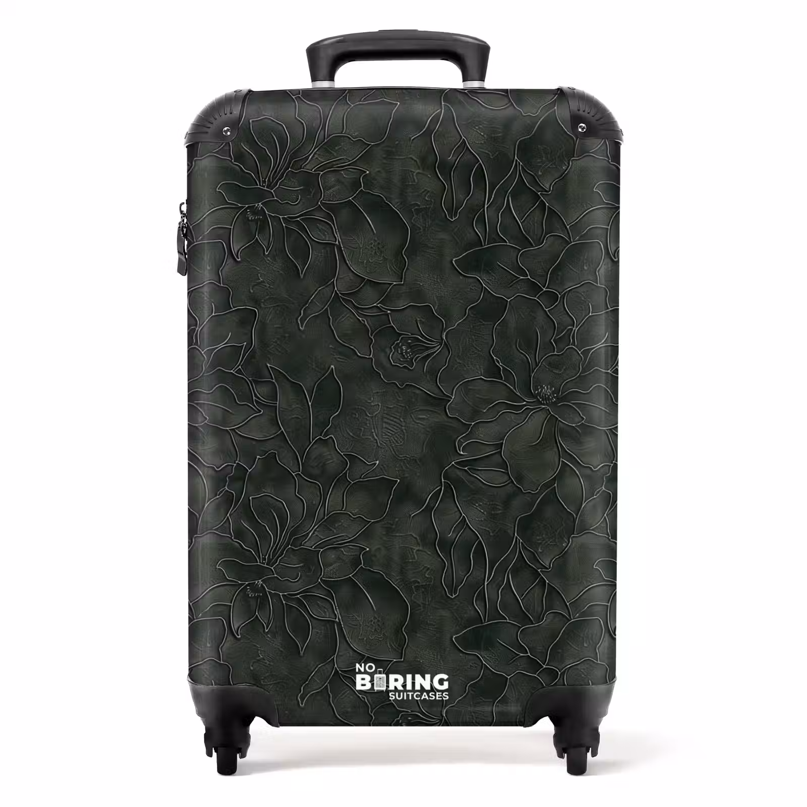 Koffer - Blumen - Linien - Grün - Bloemen - Lijnen - Groen NBS - Handbagage koffer - Volwassenen Unisex middel