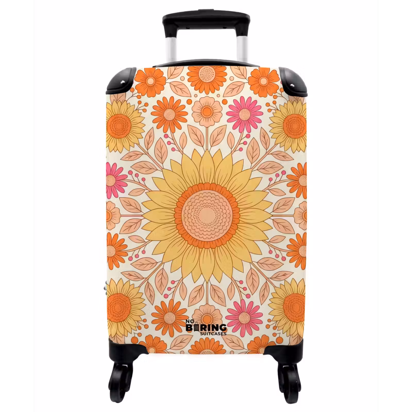 Koffer - Blumen – Mandala – Muster – Bunt - Bloemen - Mandala - Patroon - Kleurrijk NBS - Handbagage koffer - Vrouwen middel