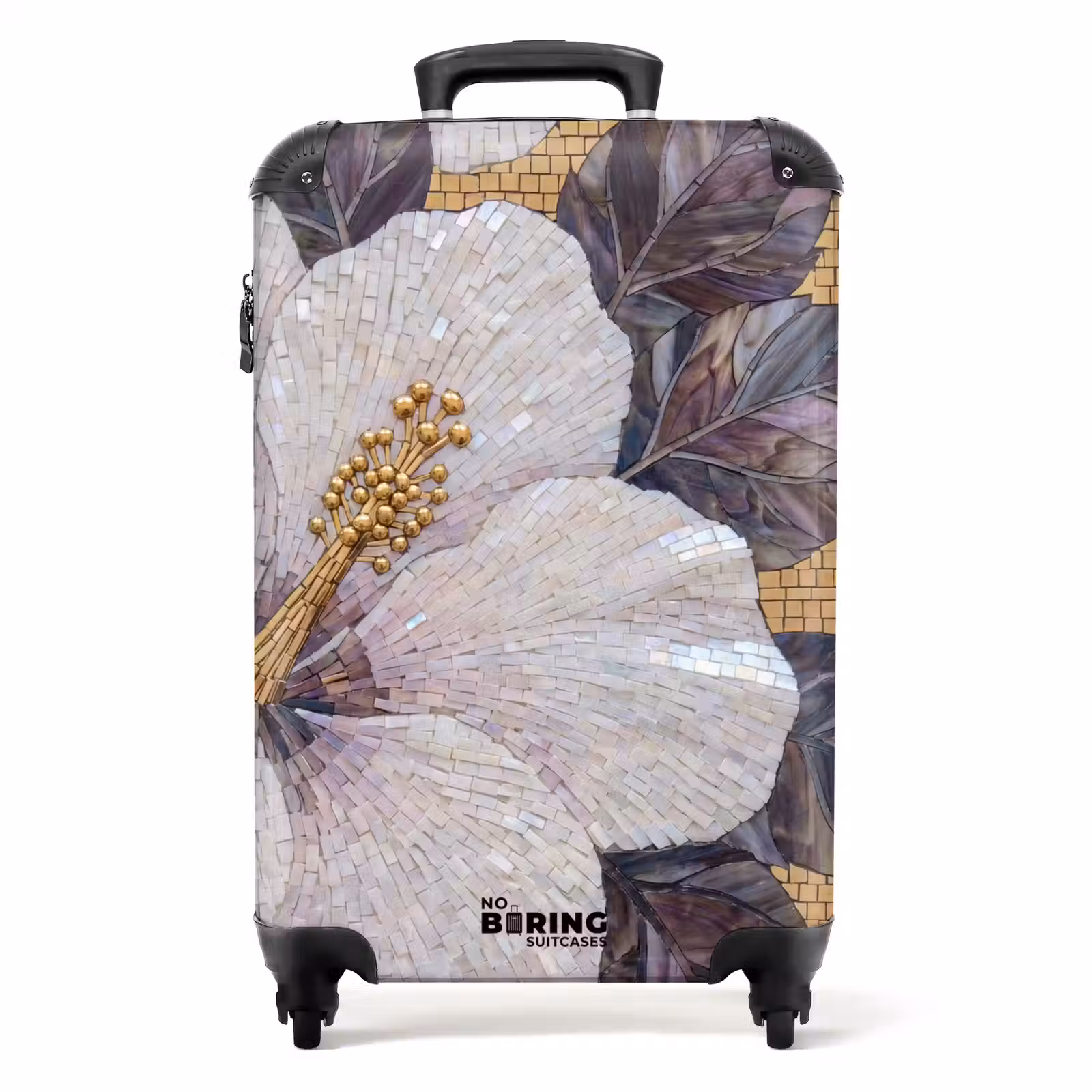 Koffer - Blumen – Mosaik – Kunst – Modern – Gold - Bloemen - Mozaïek - Kunst - Modern - Goud NBS - Handbagage koffer - Volwassenen Unisex middel