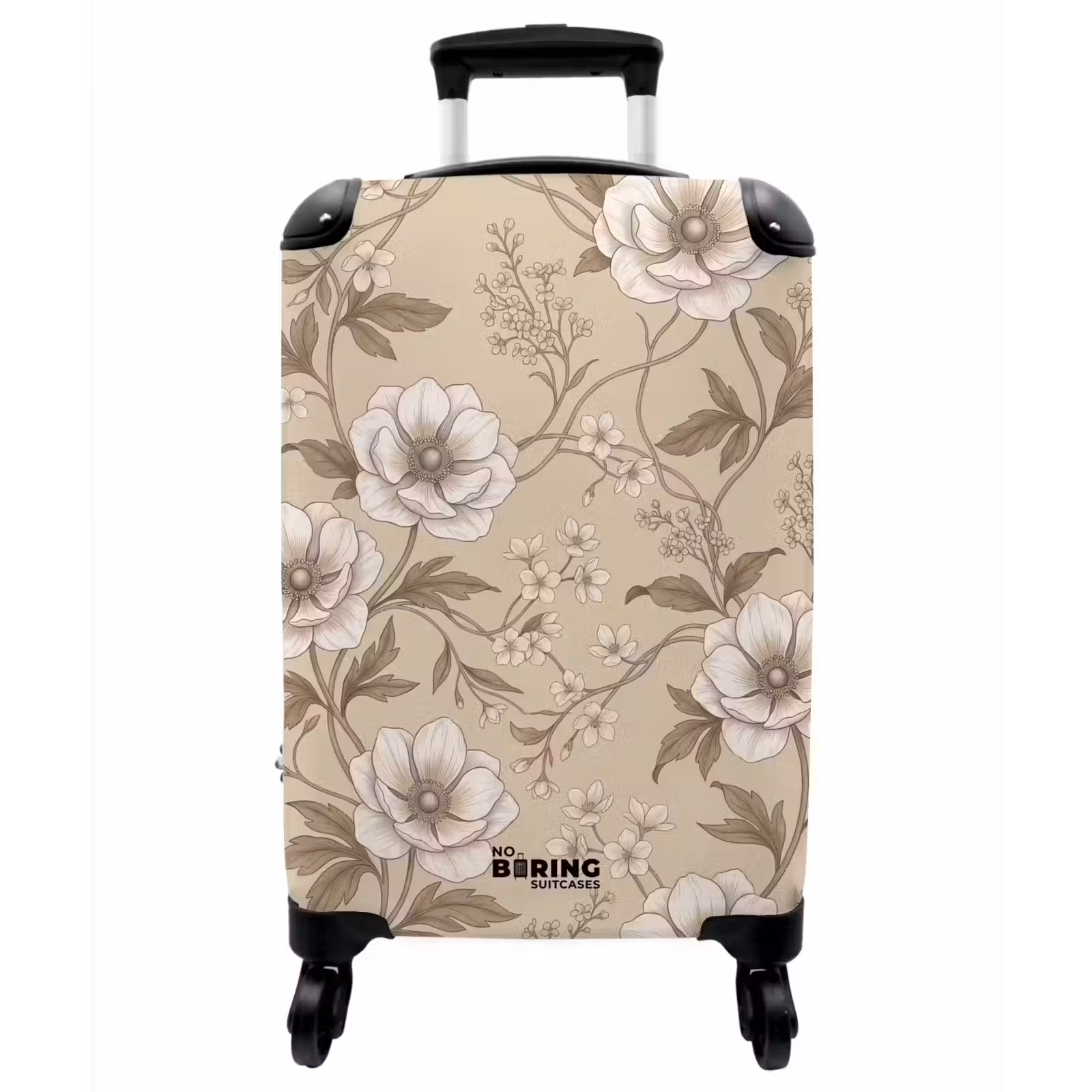 Koffer - Blumen – Muster – Beige - Bloemen - Patroon - Beige NBS - Handbagage koffer - Vrouwen middel