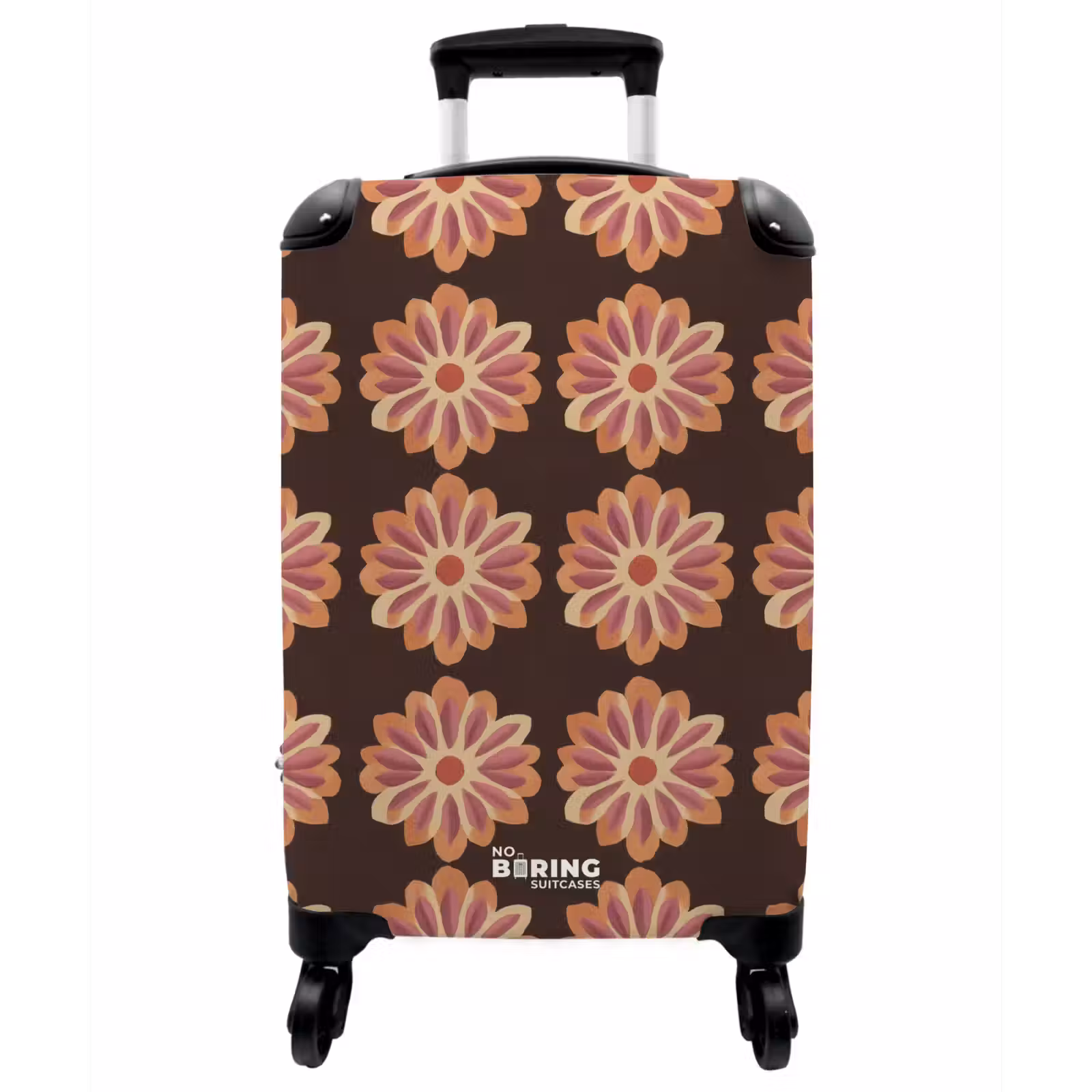 Koffer - Blumen – Muster – Braun - Bloemen - Patroon - Bruin NBS - Handbagage koffer - Vrouwen middel