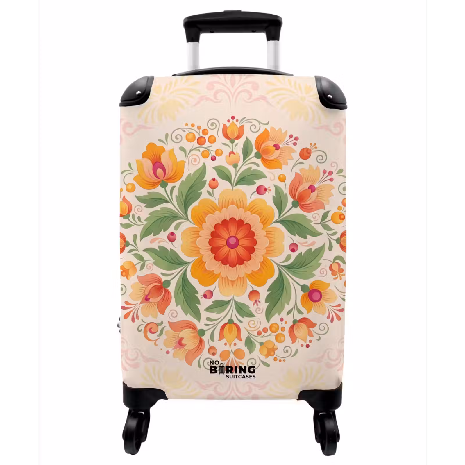 Koffer - Blumen – Muster – Dekorativ – Orange - Bloemen - Patroon - Decoratief - Oranje NBS - Handbagage koffer - Vrouwen middel