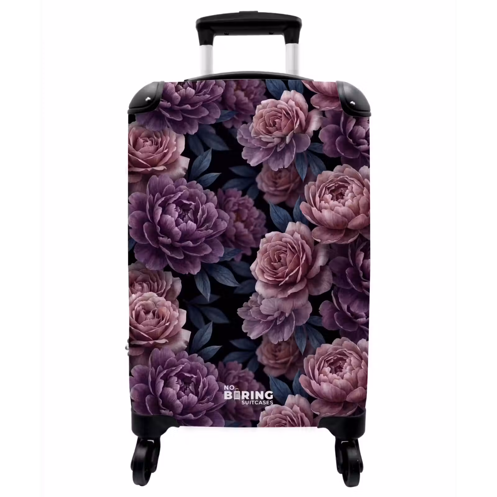 Koffer - Blumen – Muster – Dunkel – Botanisch – Lila - Bloemen - Patroon - Donker - Botanisch - Paars NBS - Handbagage koffer - Vrouwen middel