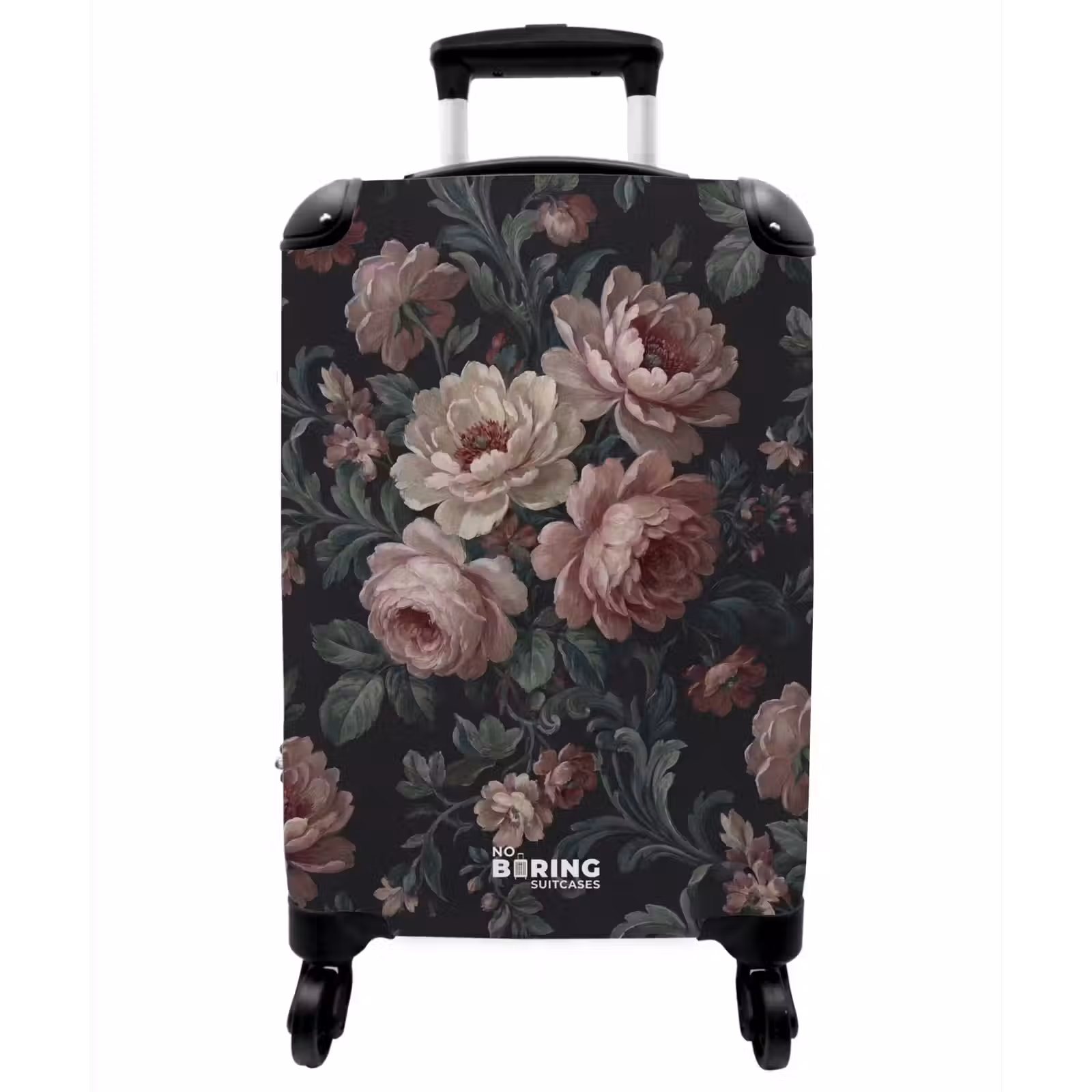 Koffer - Blumen – Muster – Elegant – Rosa – Dunkel - Bloemen - Patroon - Sierlijk - Roze - Donker NBS - Handbagage koffer - Vrouwen middel