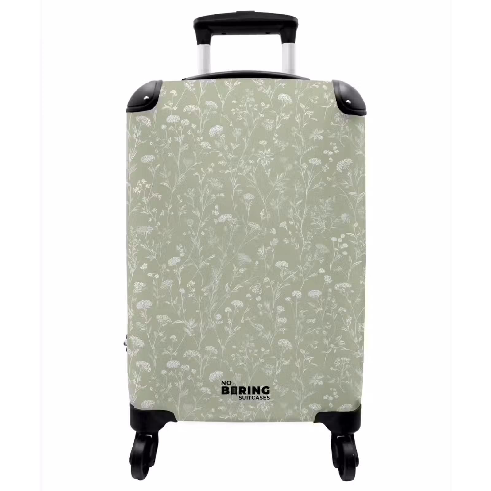 Koffer - Blumen – Muster – Grün - Bloemen - Patroon - Groen NBS - Handbagage koffer - Vrouwen middel