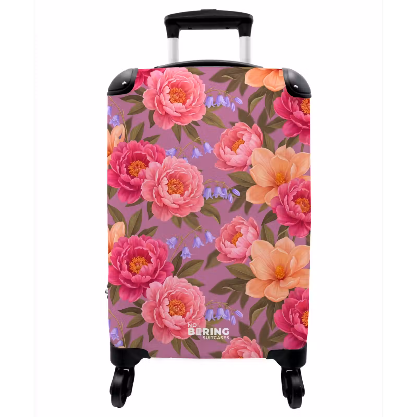 Koffer - Blumen – Muster – Illustration – Rosa - Bloemen - Patroon - Illustratie - Roze NBS - Handbagage koffer - Vrouwen middel