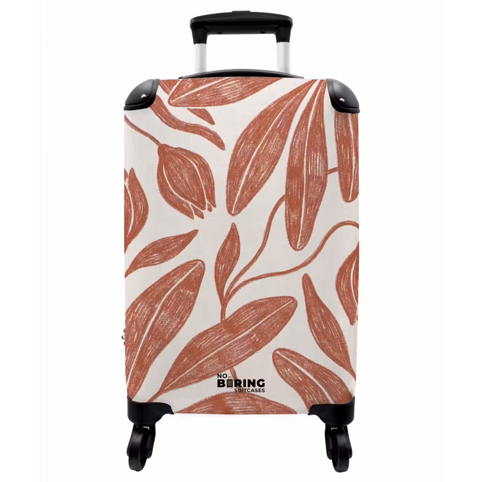 Koffer - Blumen – Muster – Modern – Natur – Braun - Bloemen - Patroon - Modern - Natuur - Bruin NBS - Handbagage koffer - Vrouwen middel