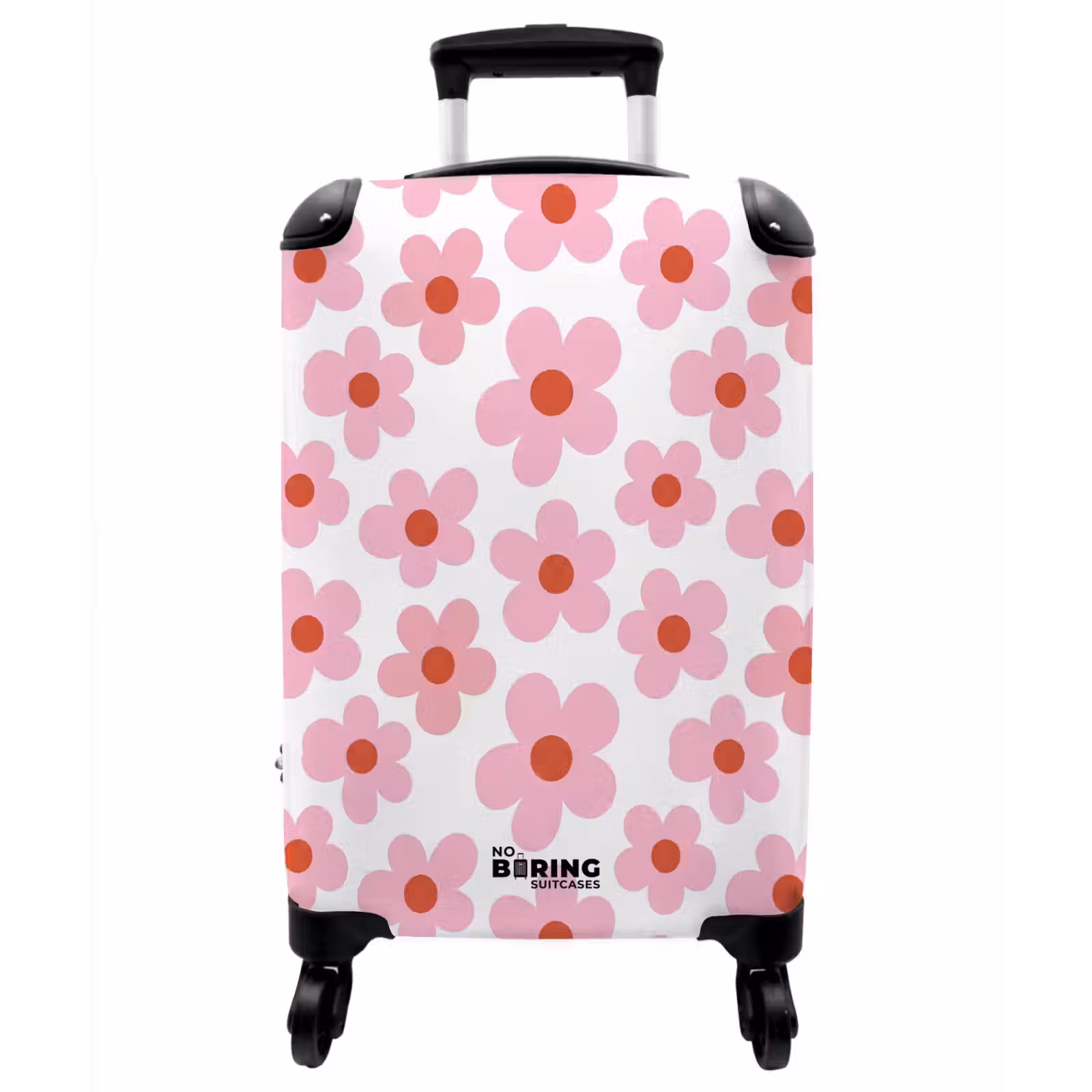 Koffer - Blumen – Muster – Modern – Rosa – Weiß - Bloemen - Patroon - Modern - Roze - Wit NBS - Handbagage koffer - Vrouwen middel