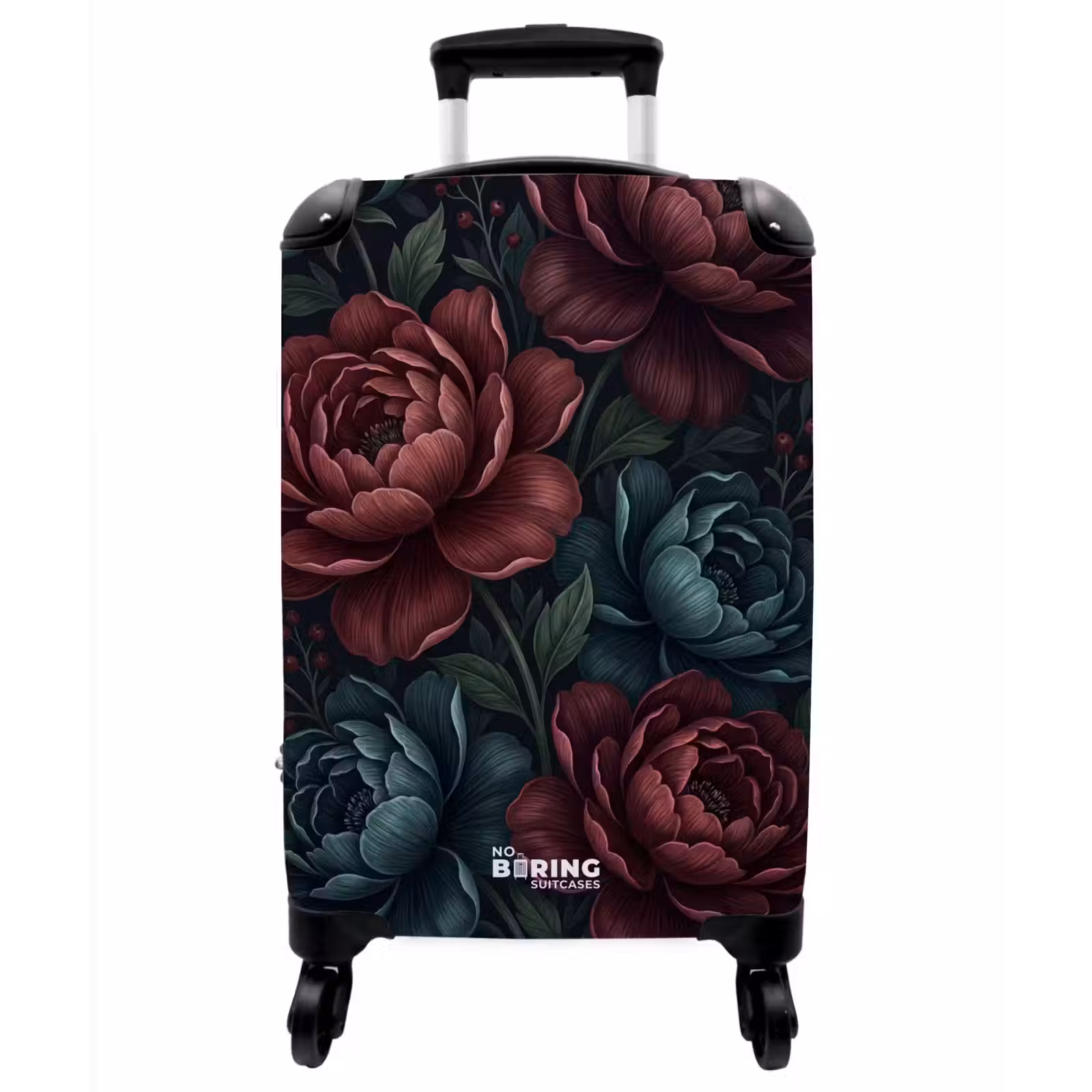 Koffer - Blumen – Muster – Natur – Klassisch – Dunkel - Bloemen - Patroon - Natuur - Klassiek - Donker NBS - Handbagage koffer - Vrouwen middel