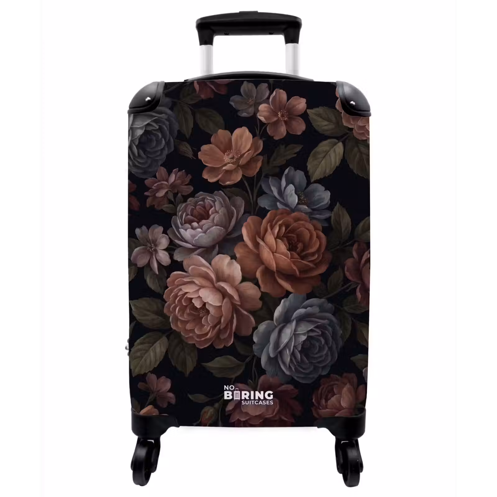 Koffer - Blumen – Muster – Vintage – Dunkel – Rosa - Bloemen - Patroon - Vintage - Donker - Roze NBS - Handbagage koffer - Vrouwen middel