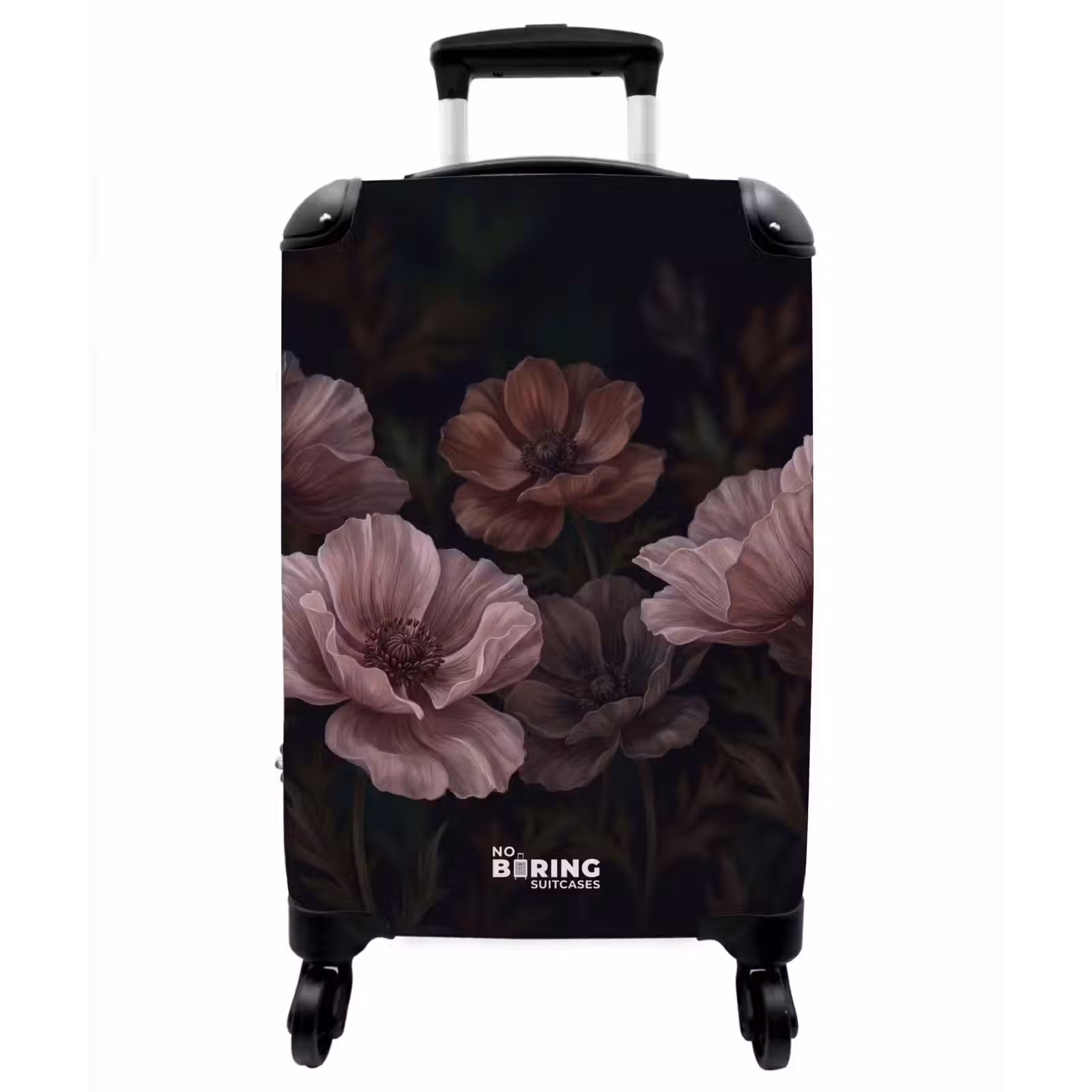 Koffer - Blumen – Natur – Rosa – Dunkel – Modern - Bloemen - Natuur - Roze - Donker - Modern NBS - Handbagage koffer - Vrouwen middel