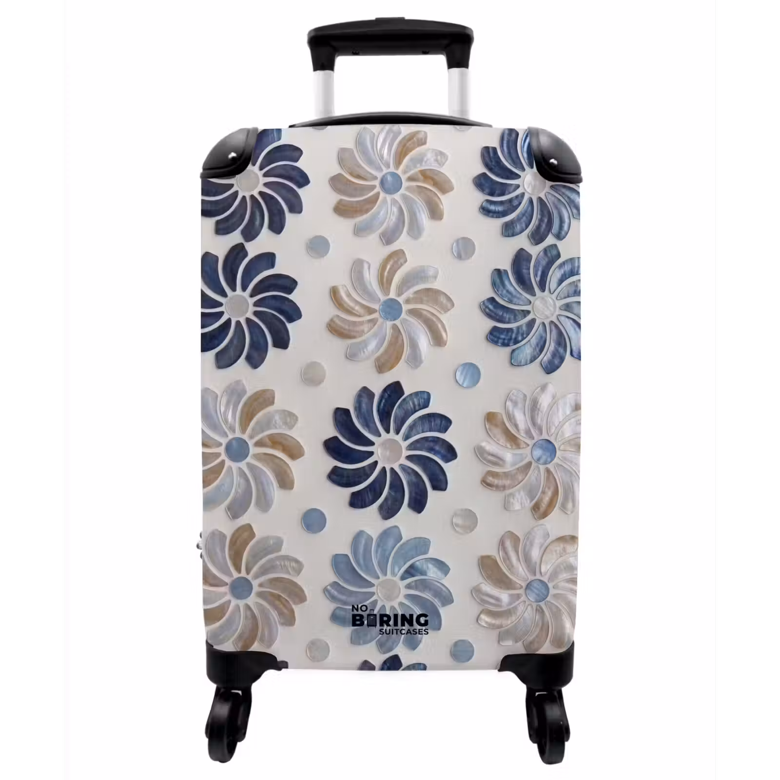 Koffer - Blumen – Perlmutt – Abstrakt – Muster – Blau - Bloemen - Parelmoer - Abstract - Patroon - Blauw NBS - Handbagage koffer - Vrouwen middel
