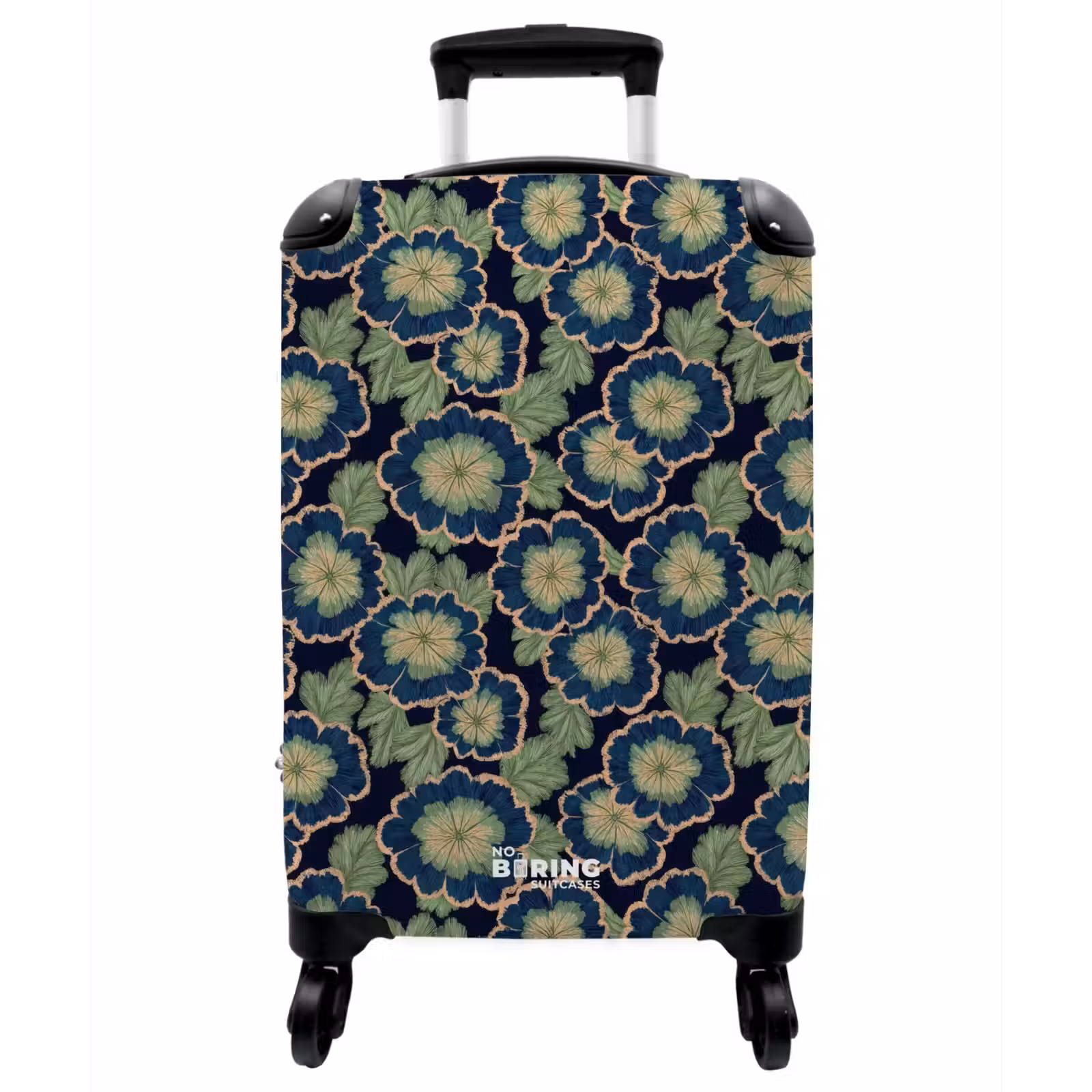 Koffer - Blumen – Stickerei – Muster – Blau – Grün - Bloemen - Borduurwerk - Patroon - Blauw - Groen NBS - Handbagage koffer - Vrouwen middel