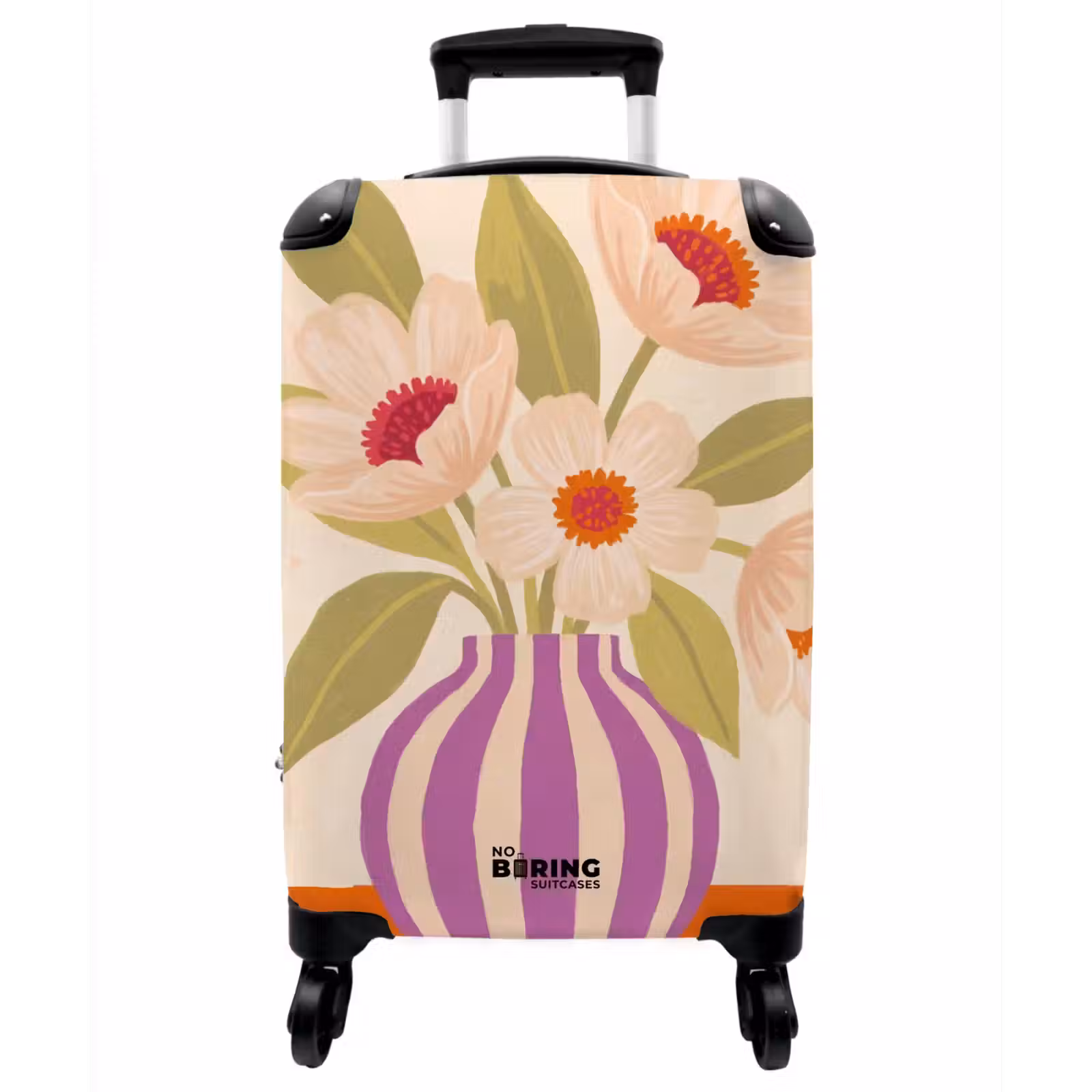 Koffer - Blumen – Vase – Abstrakt – Lila – Orange - Bloemen - Vaas - Abstract - Paars - Oranje NBS - Handbagage koffer - Vrouwen middel