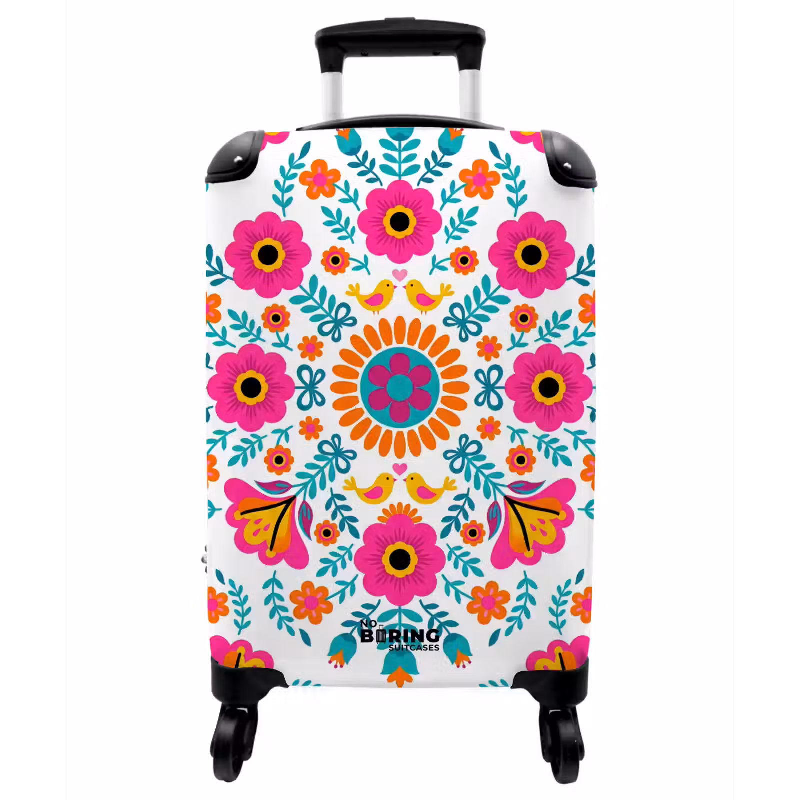 Koffer - Blumen – Vogel – Muster – Bunt – Modern - Bloemen - Vogel - Patroon - Kleurrijk - Modern NBS - Handbagage koffer - Vrouwen middel