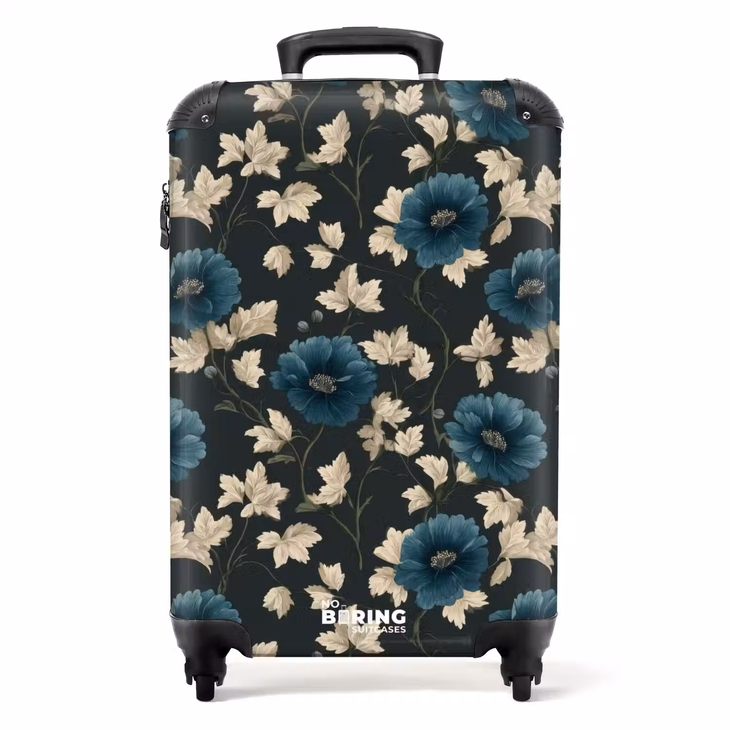 Botanisch - Bloemen - Blauw NBS - Handbagage koffer - Volwassenen Unisex middel -productfoto_recht